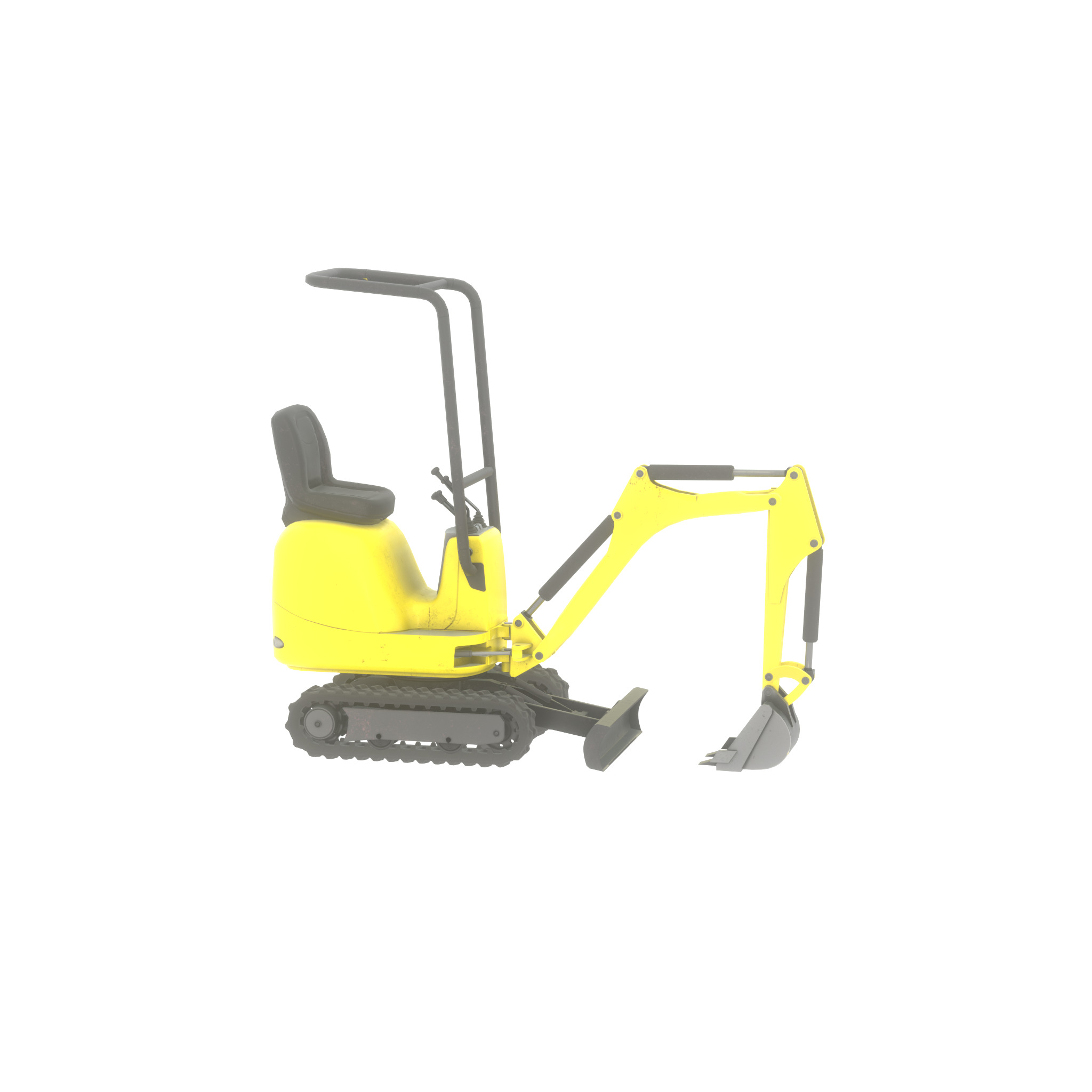 Mini-Digger Yellow Low-poly 3D model_51