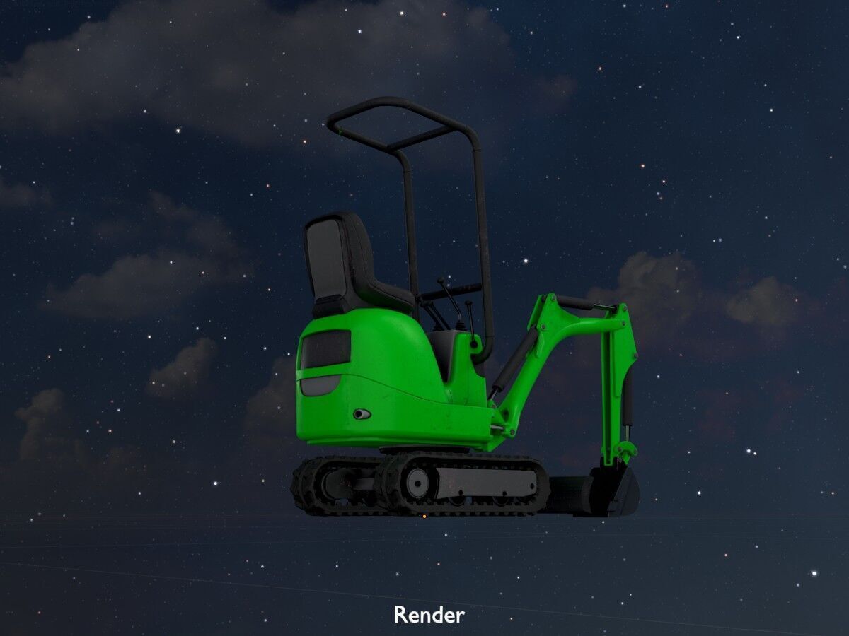 Mini-Digger Green Low-poly 3D model_21