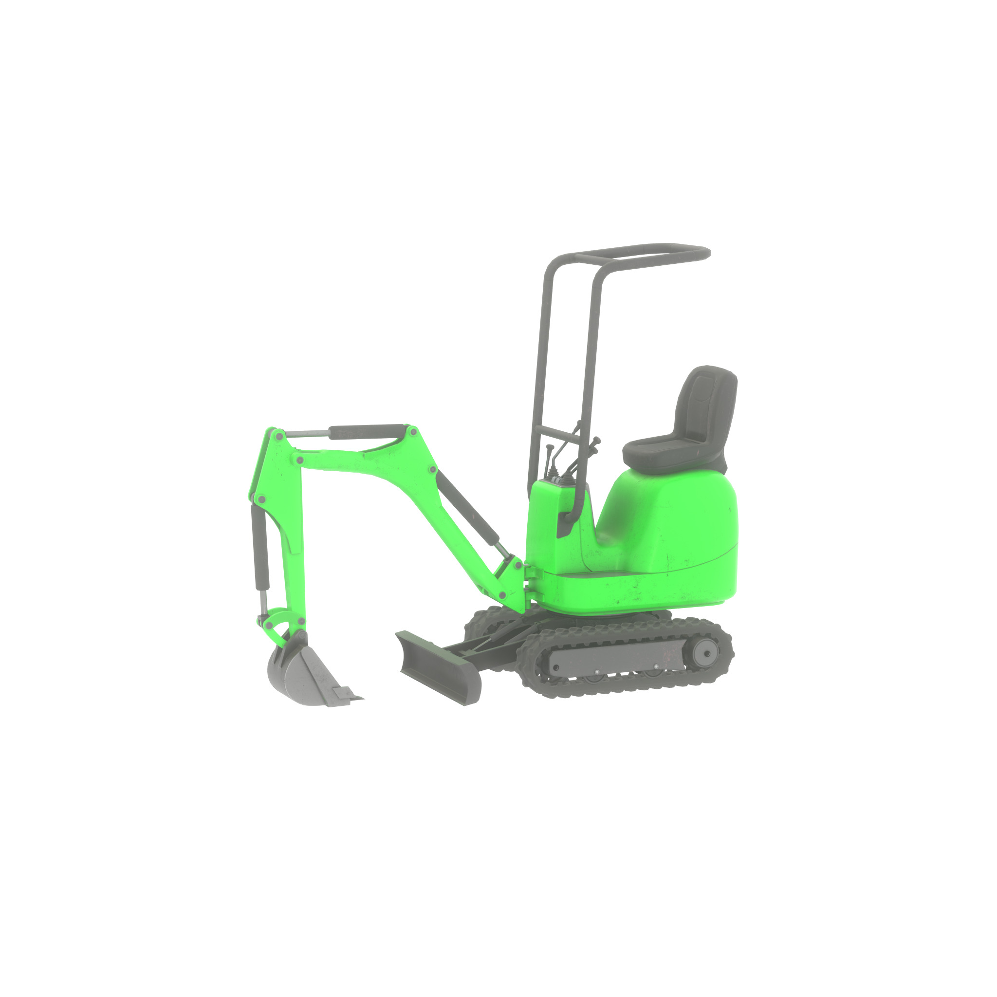 Mini-Digger Green Low-poly 3D model_25