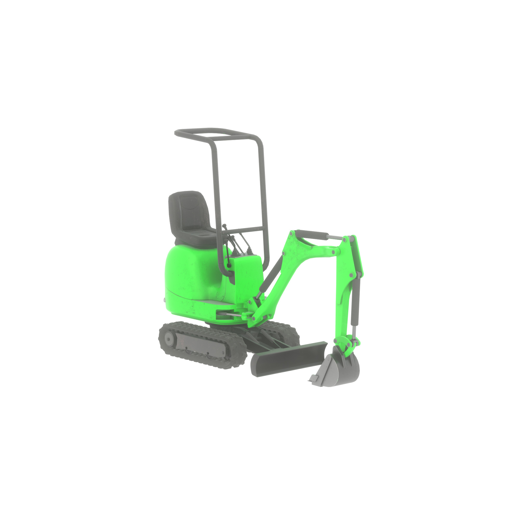 Mini-Digger Green Low-poly 3D model_22