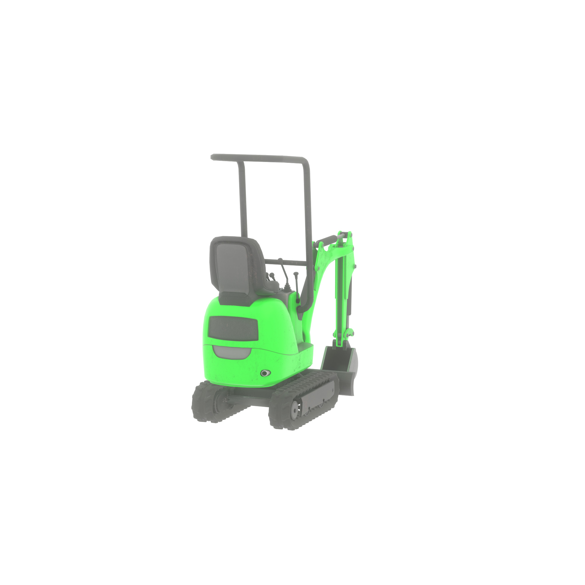 Mini-Digger Green Low-poly 3D model_41