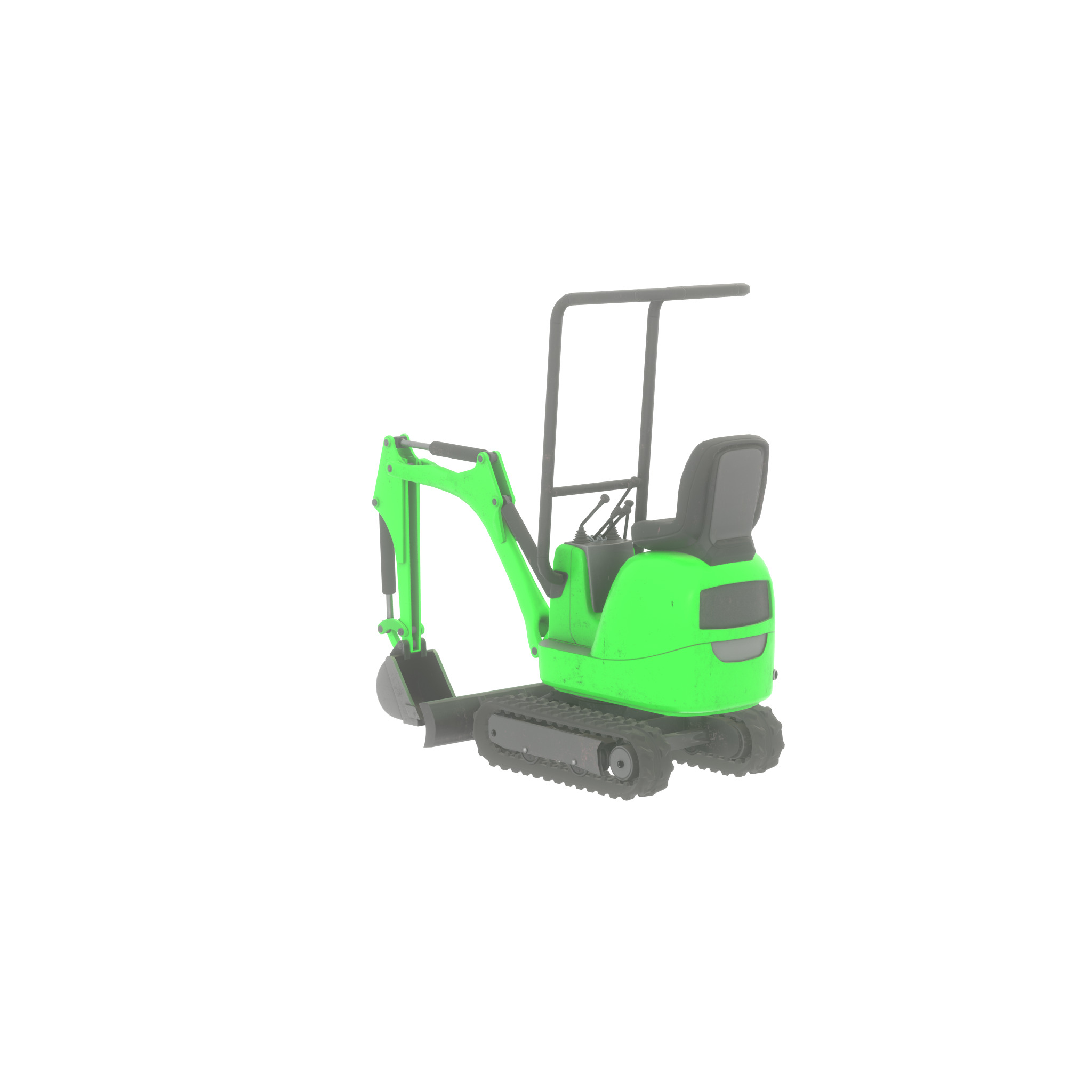 Mini-Digger Green Low-poly 3D model_34