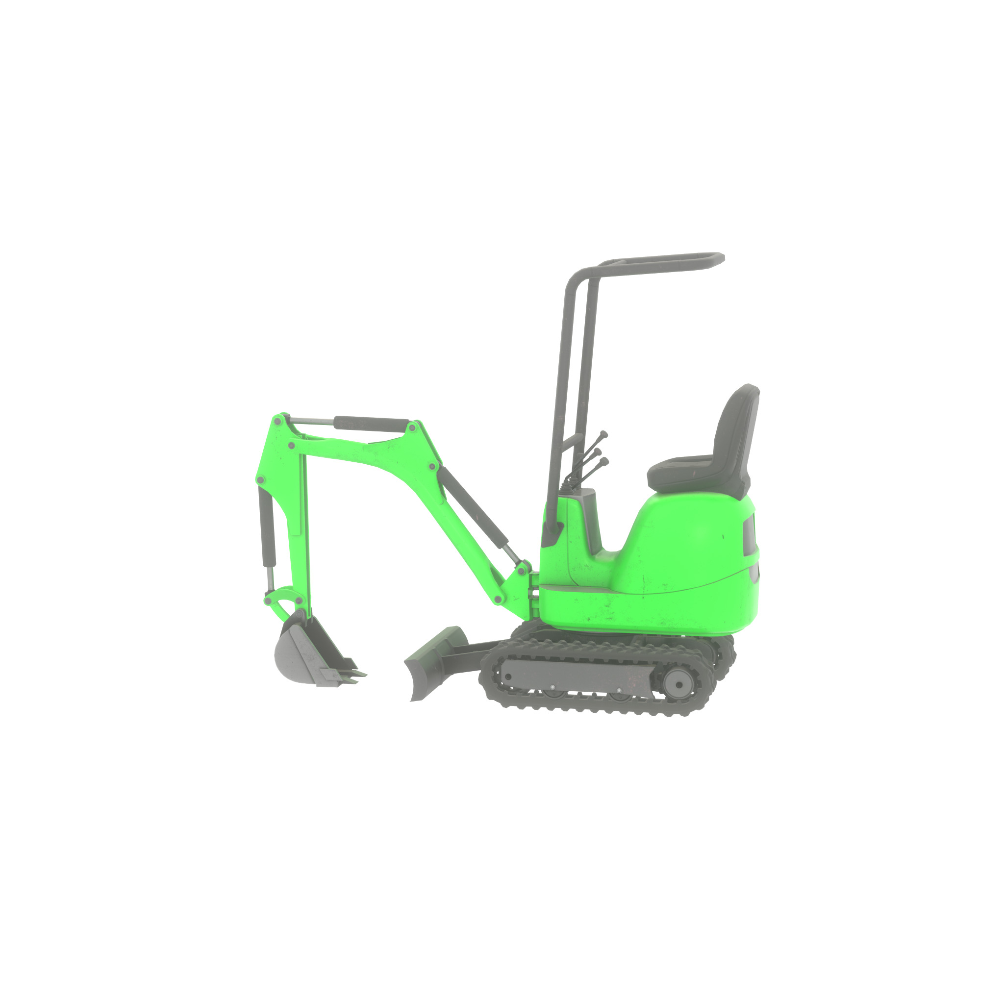 Mini-Digger Green Low-poly 3D model_29