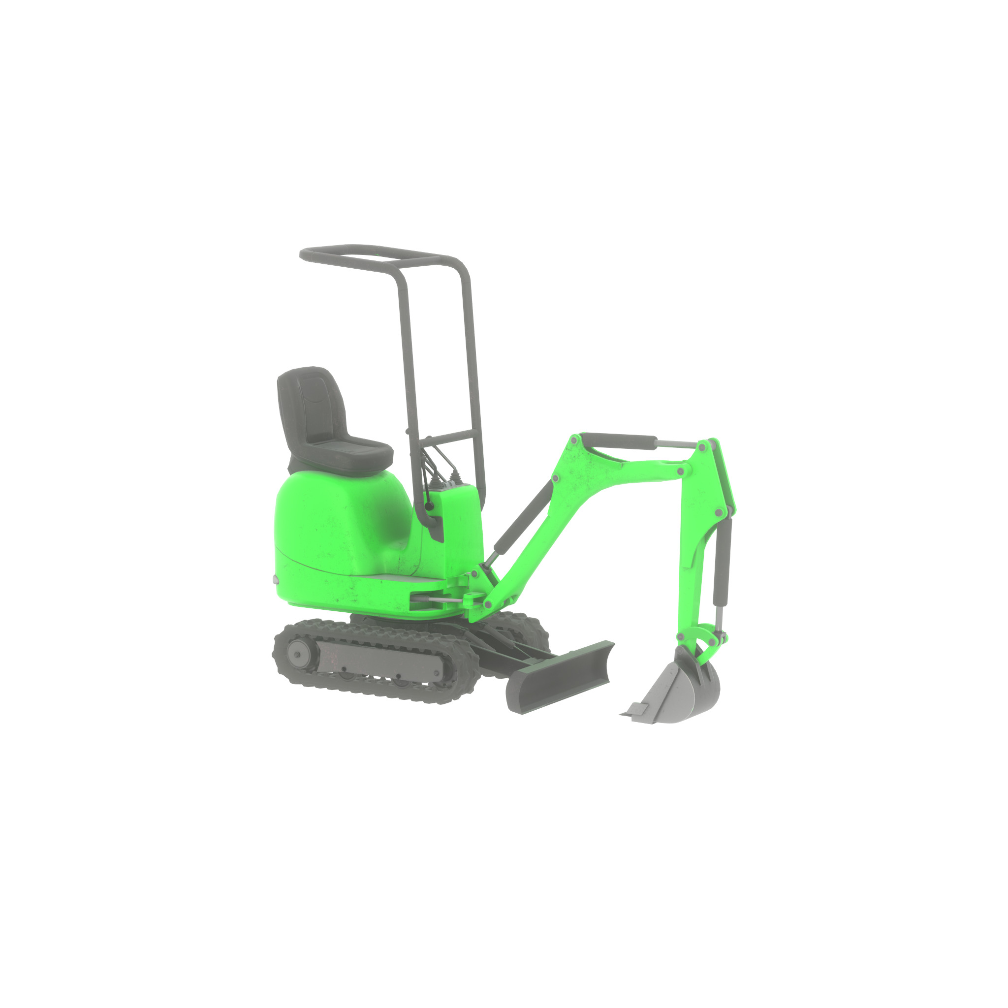 Mini-Digger Green Low-poly 3D model_53