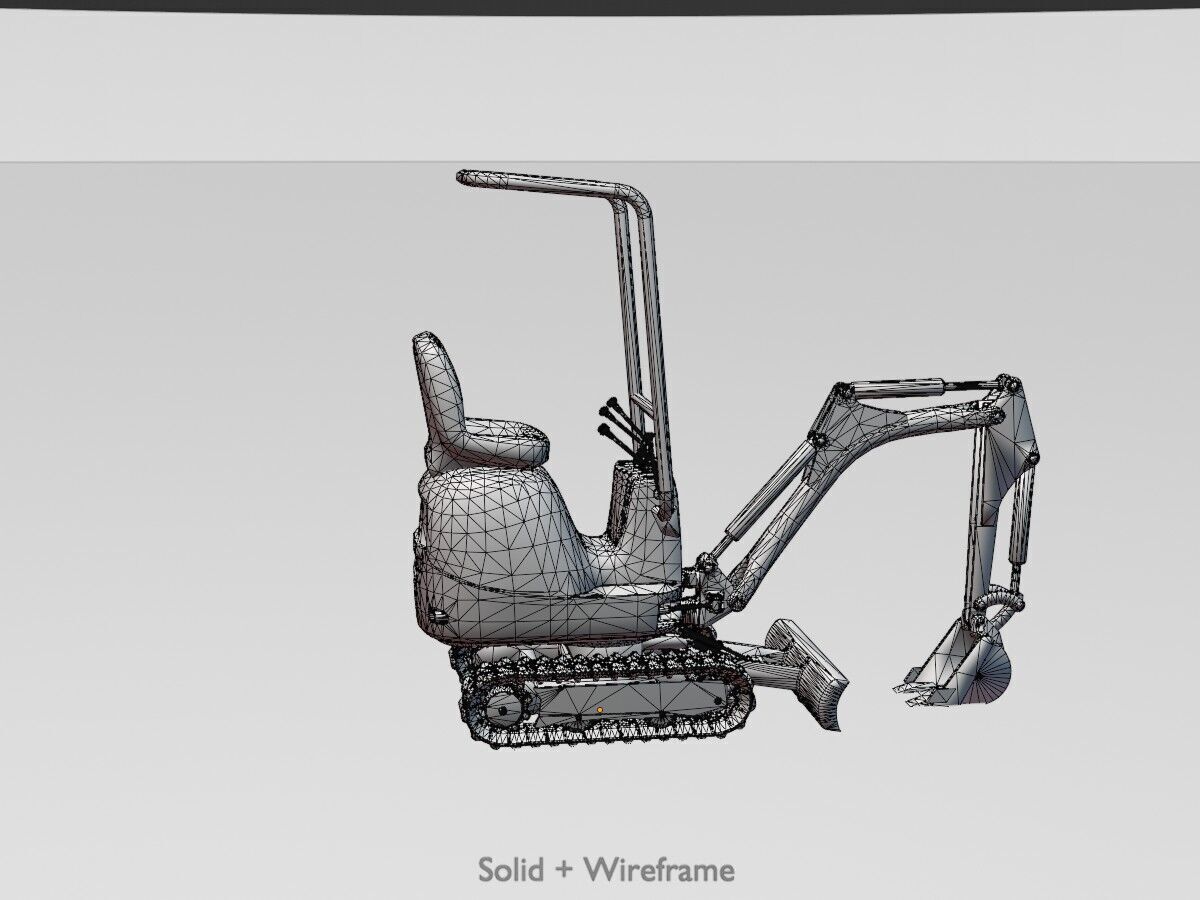 Mini-Digger Green Low-poly 3D model_13