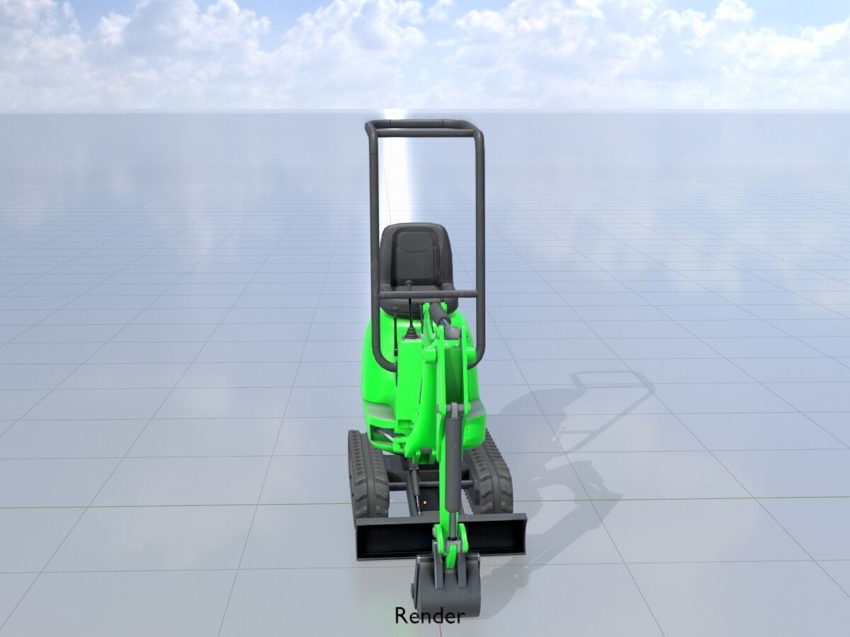 Mini-Digger Green Low-poly 3D model_15