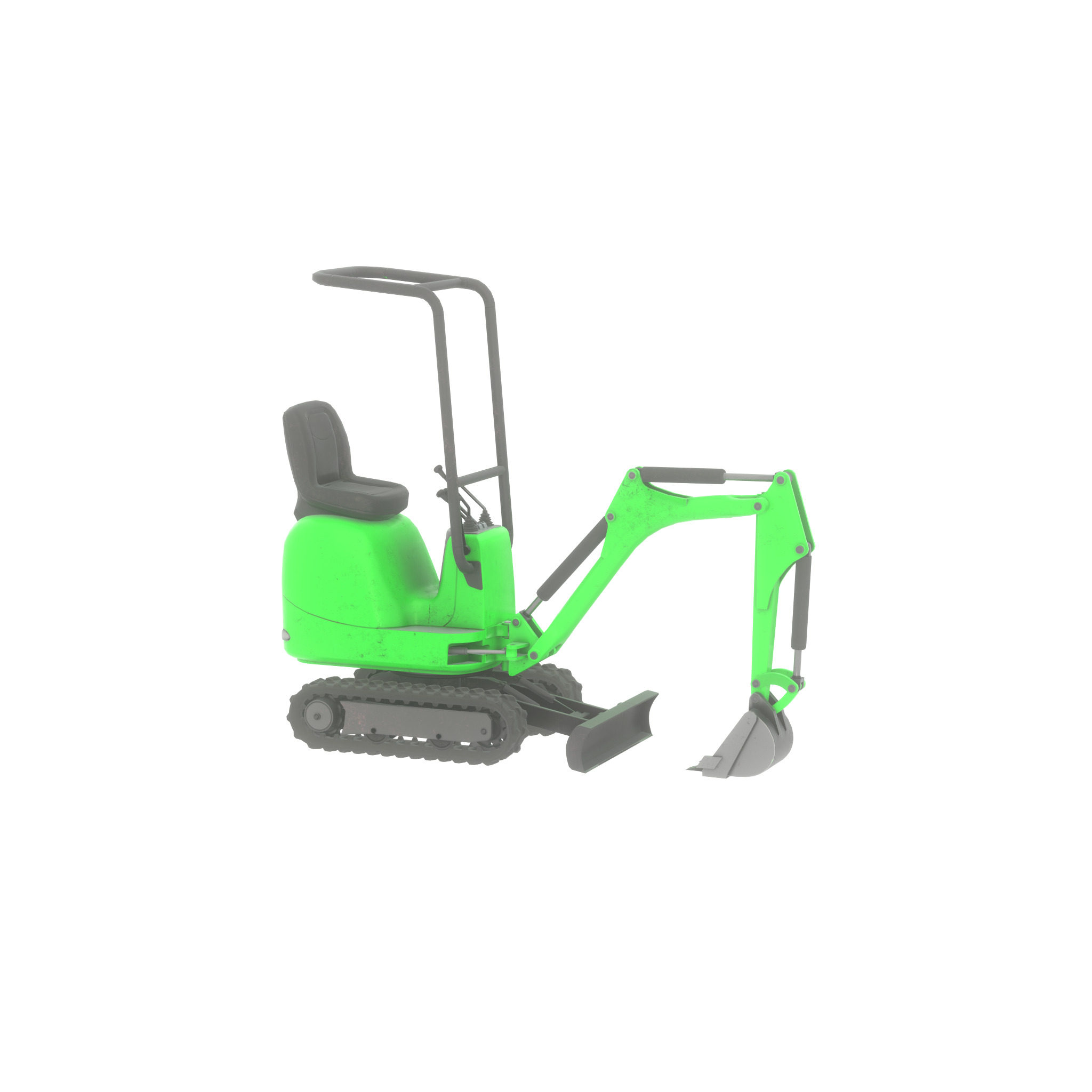 Mini-Digger Green Low-poly 3D model_52
