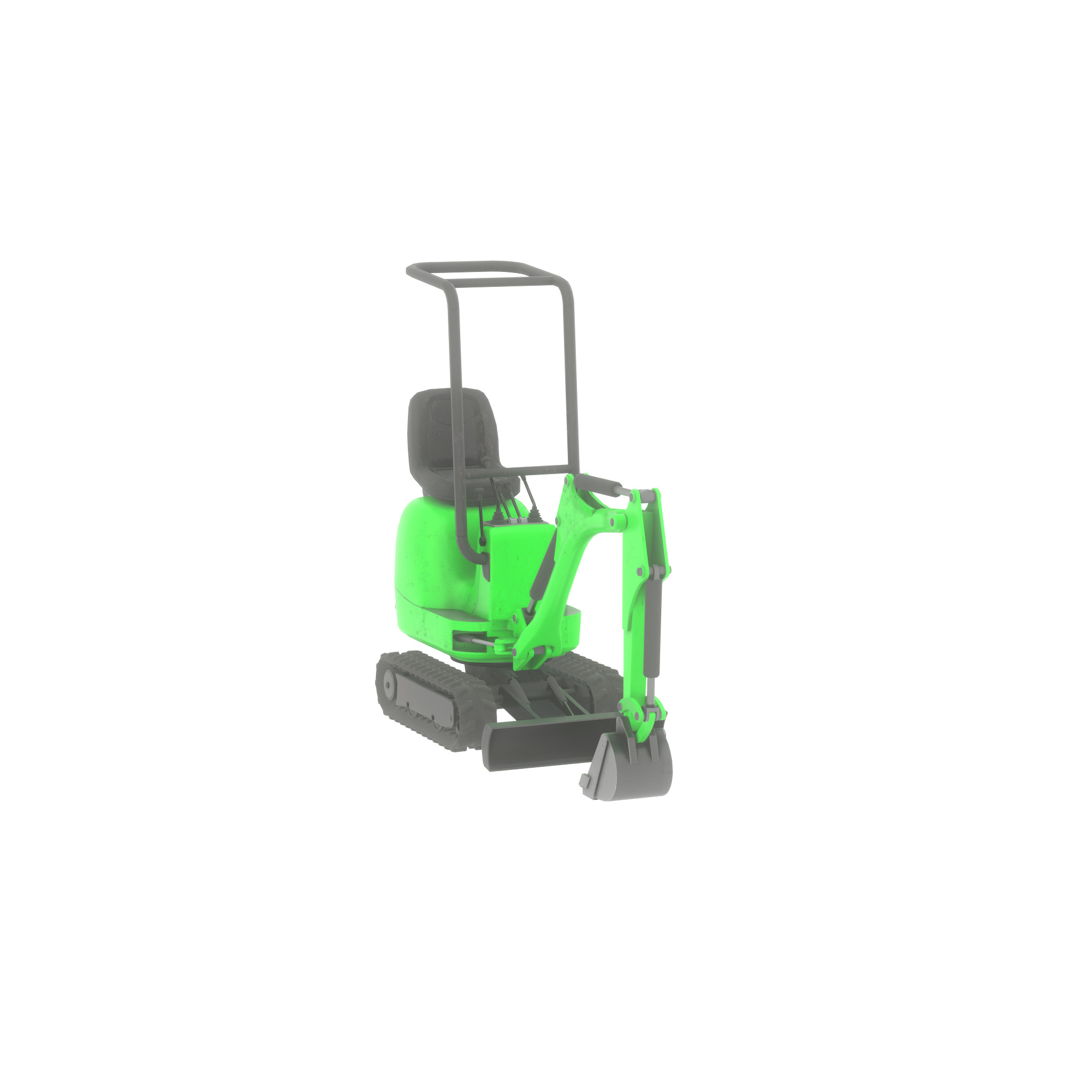Mini-Digger Green Low-poly 3D model_43