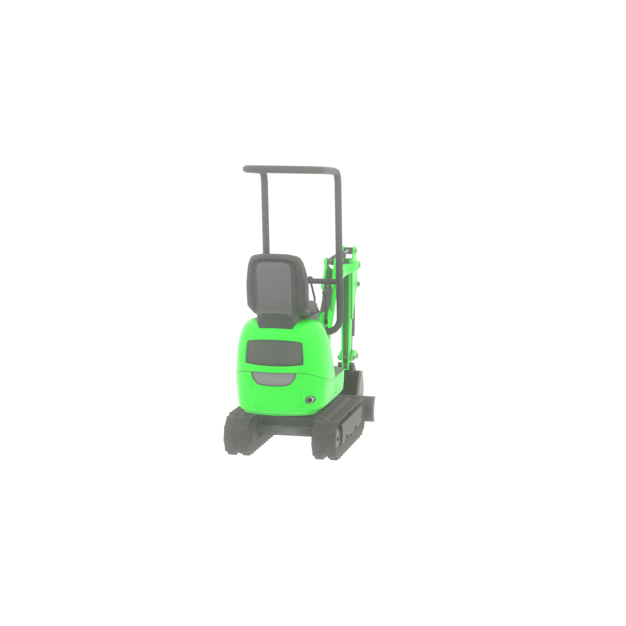 Mini-Digger Green Low-poly 3D model_40