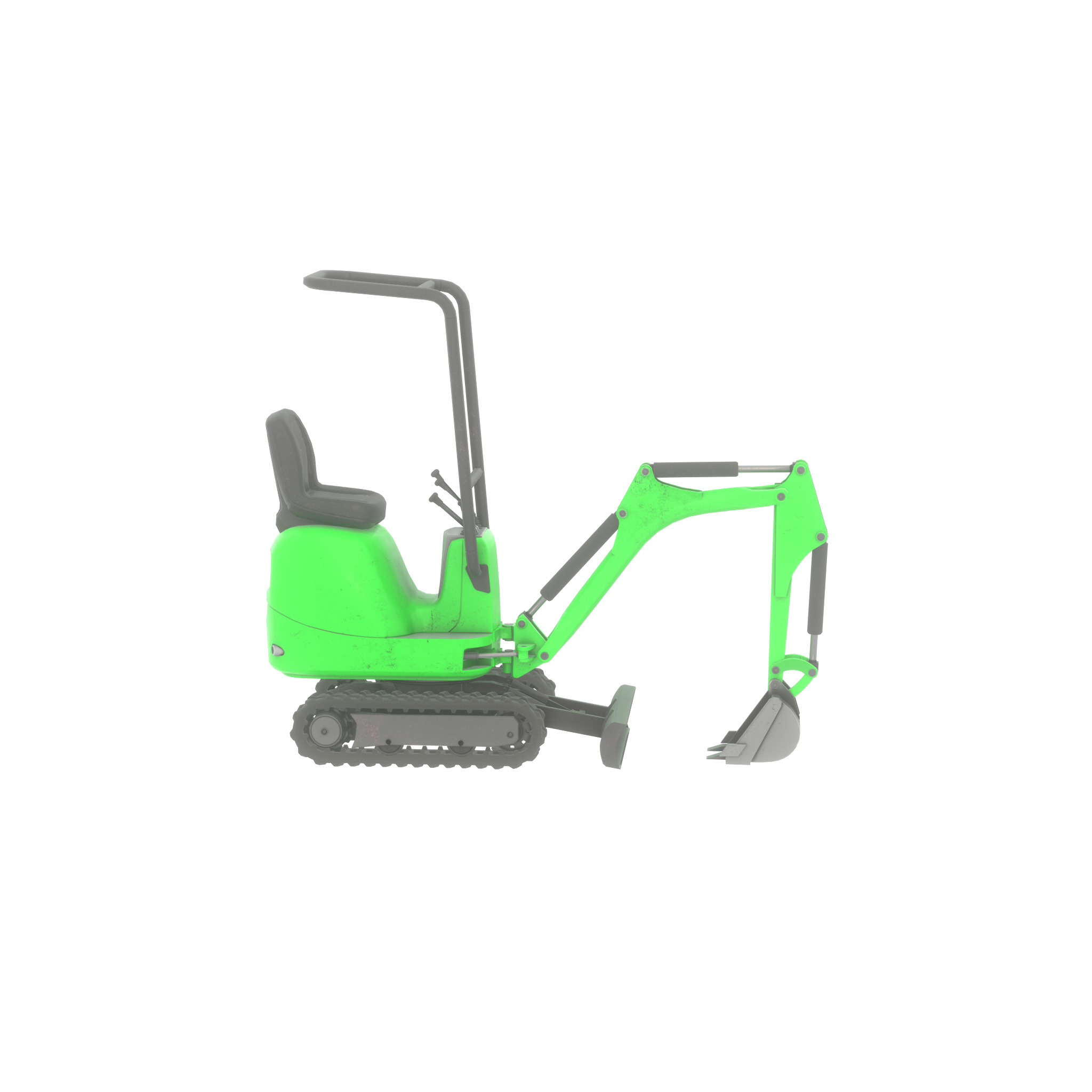 Mini-Digger Green Low-poly 3D model_50