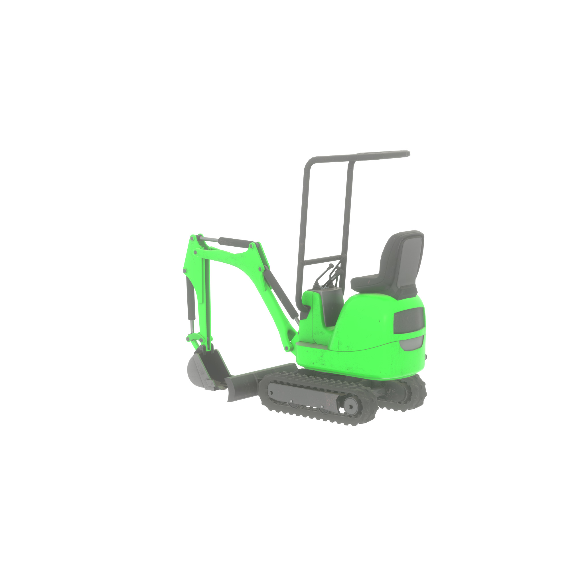Mini-Digger Green Low-poly 3D model_33