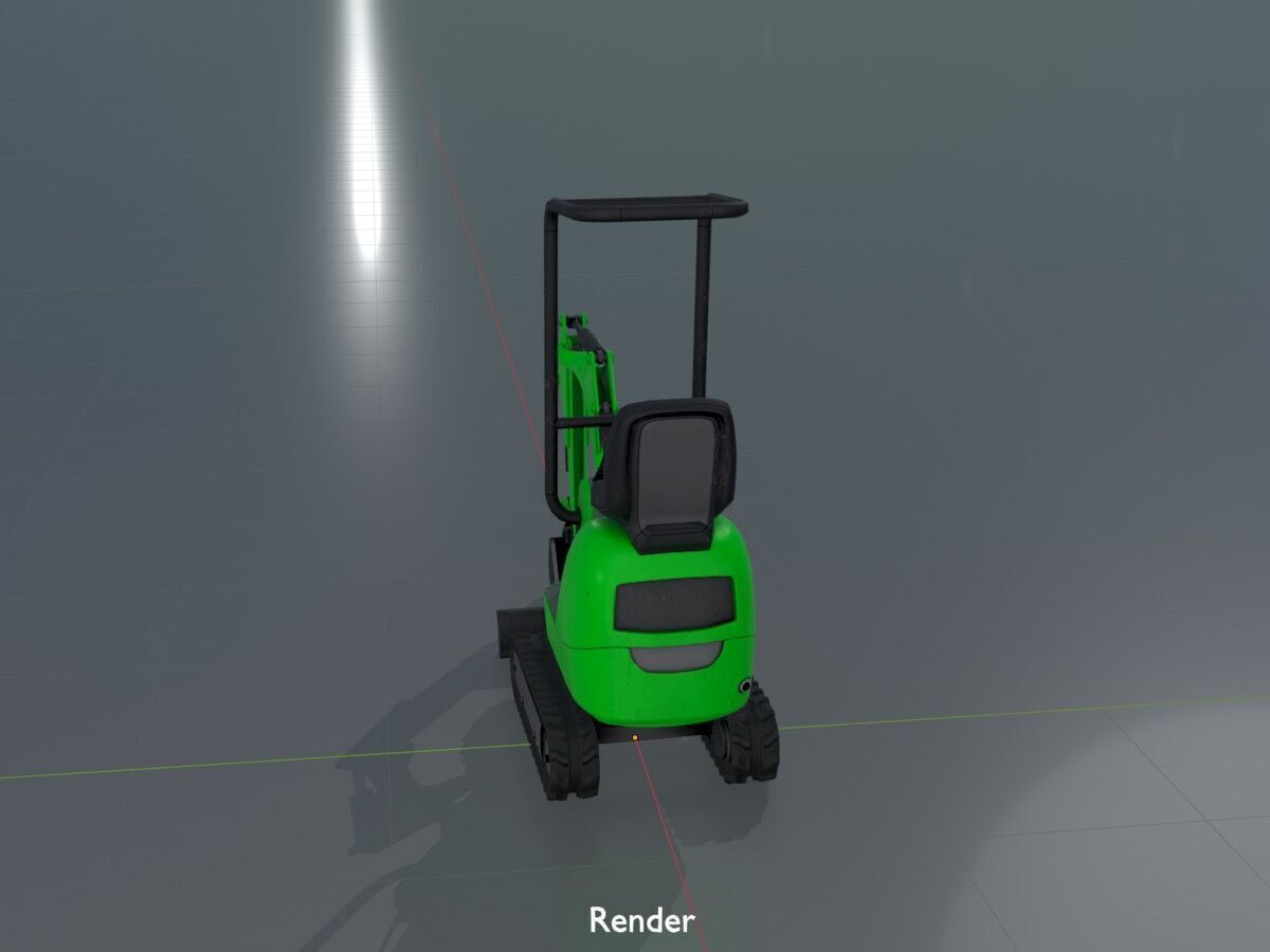 Mini-Digger Green Low-poly 3D model_17