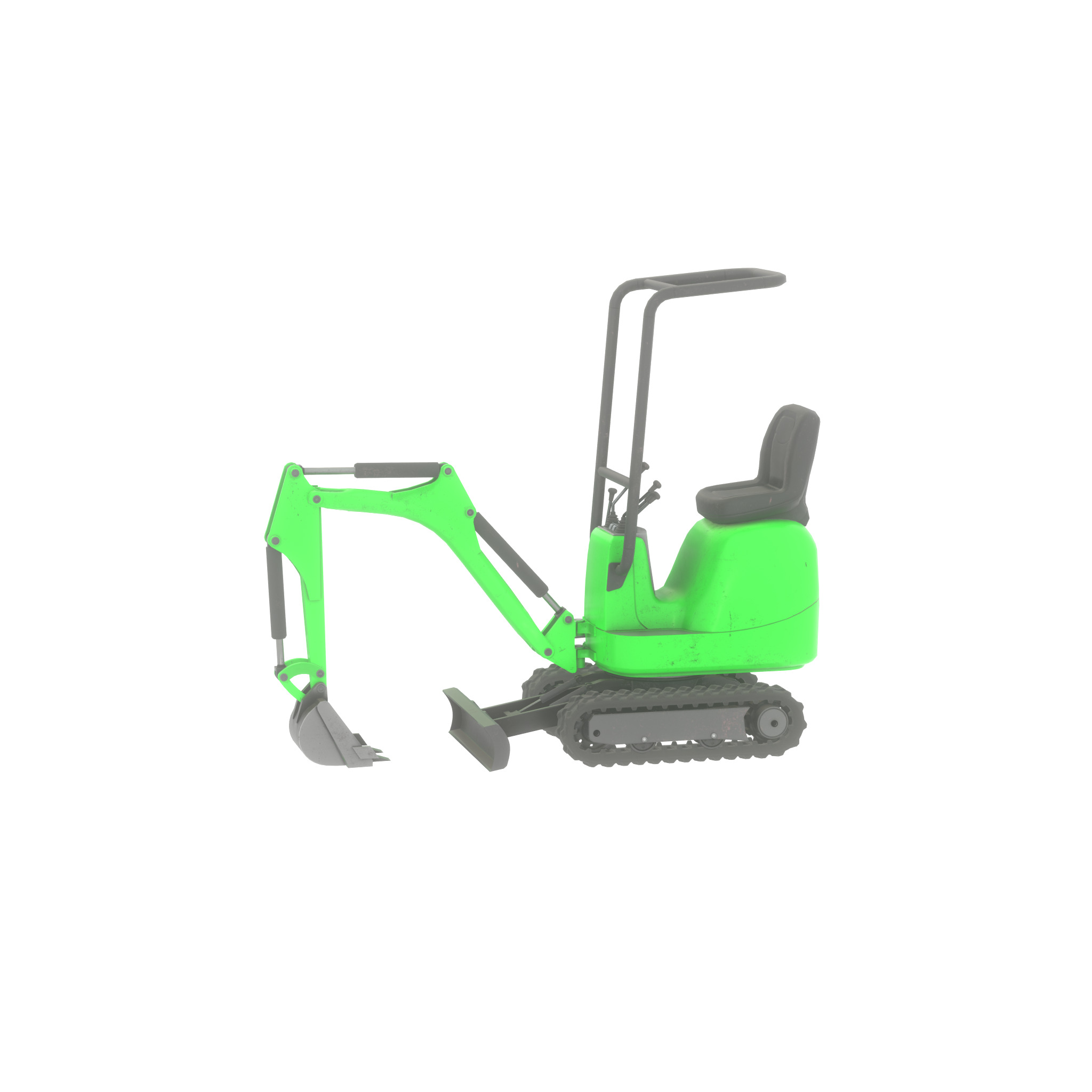 Mini-Digger Green Low-poly 3D model_26