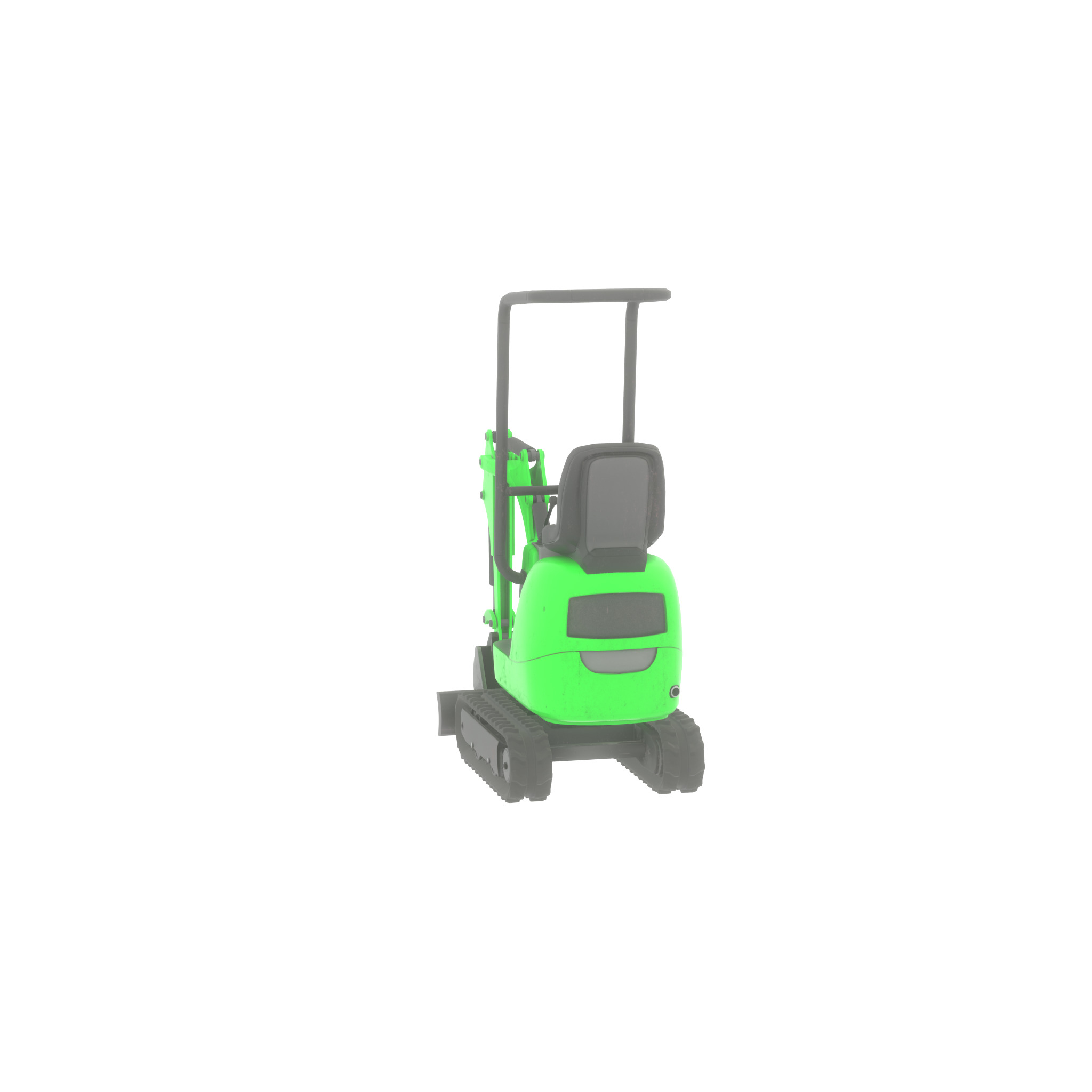 Mini-Digger Green Low-poly 3D model_37