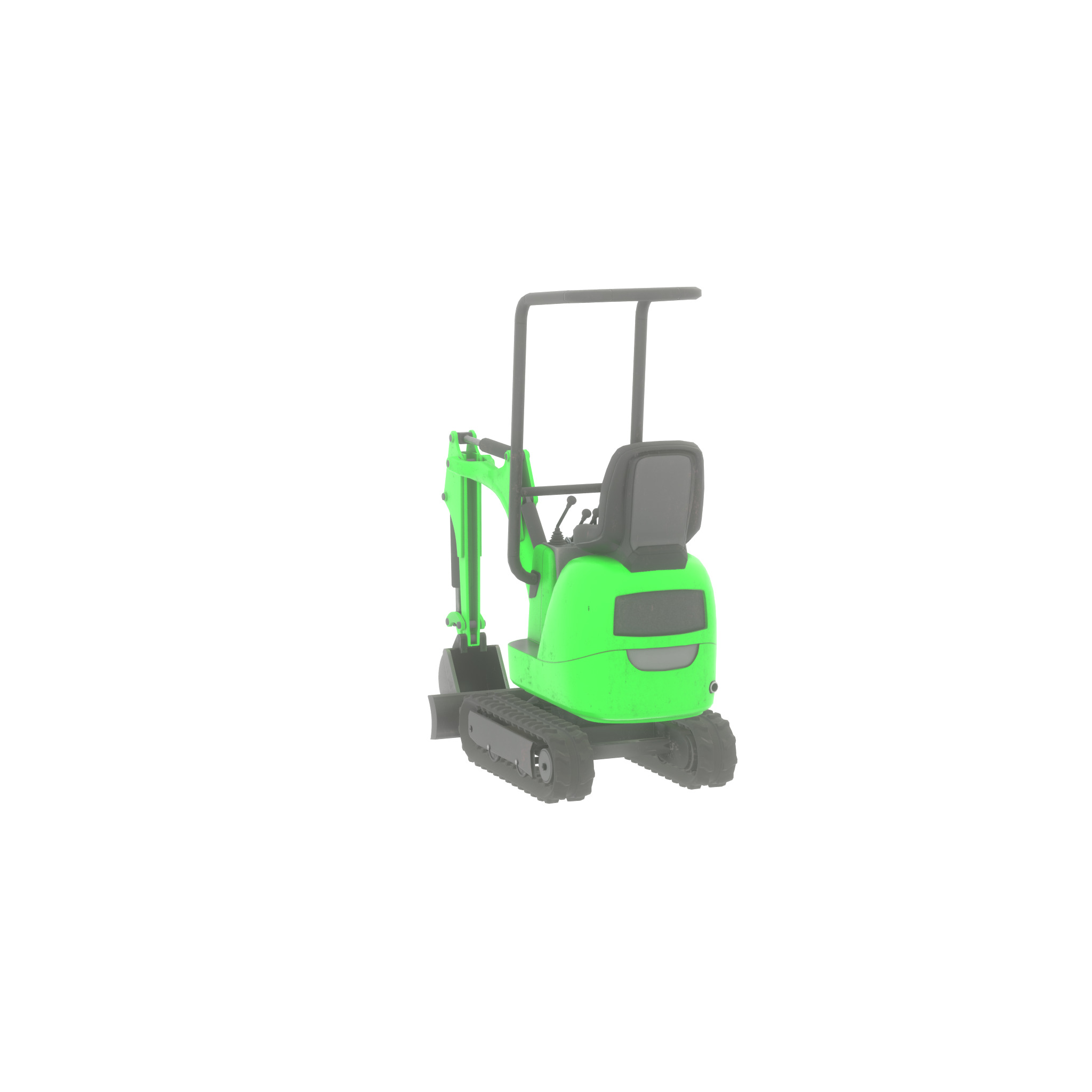 Mini-Digger Green Low-poly 3D model_36