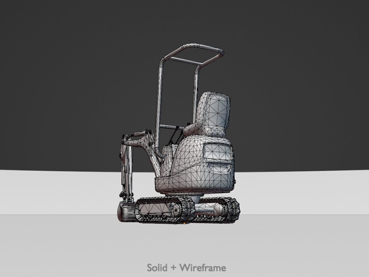 Mini-Digger Green Low-poly 3D model_12