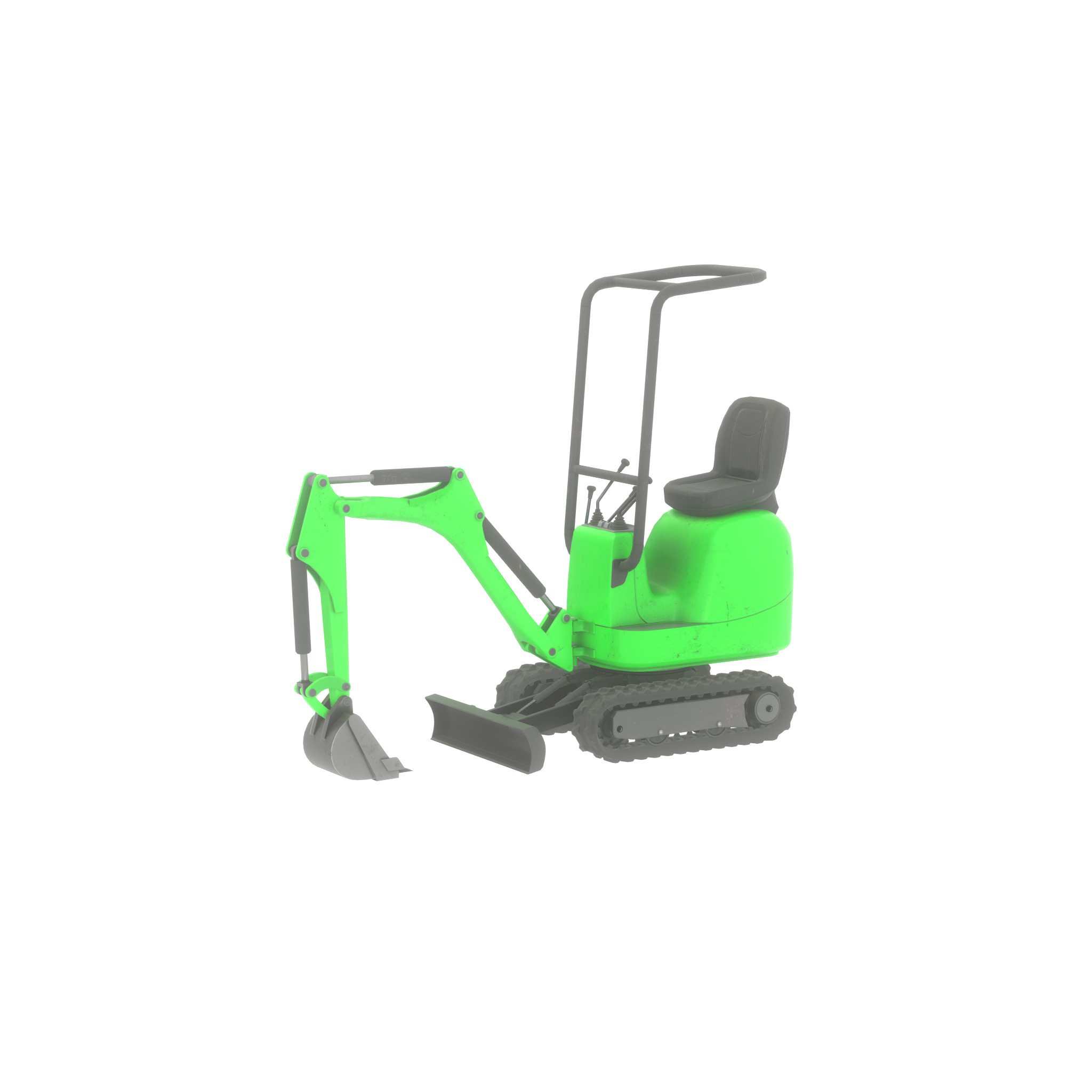 Mini-Digger Green Low-poly 3D model_24