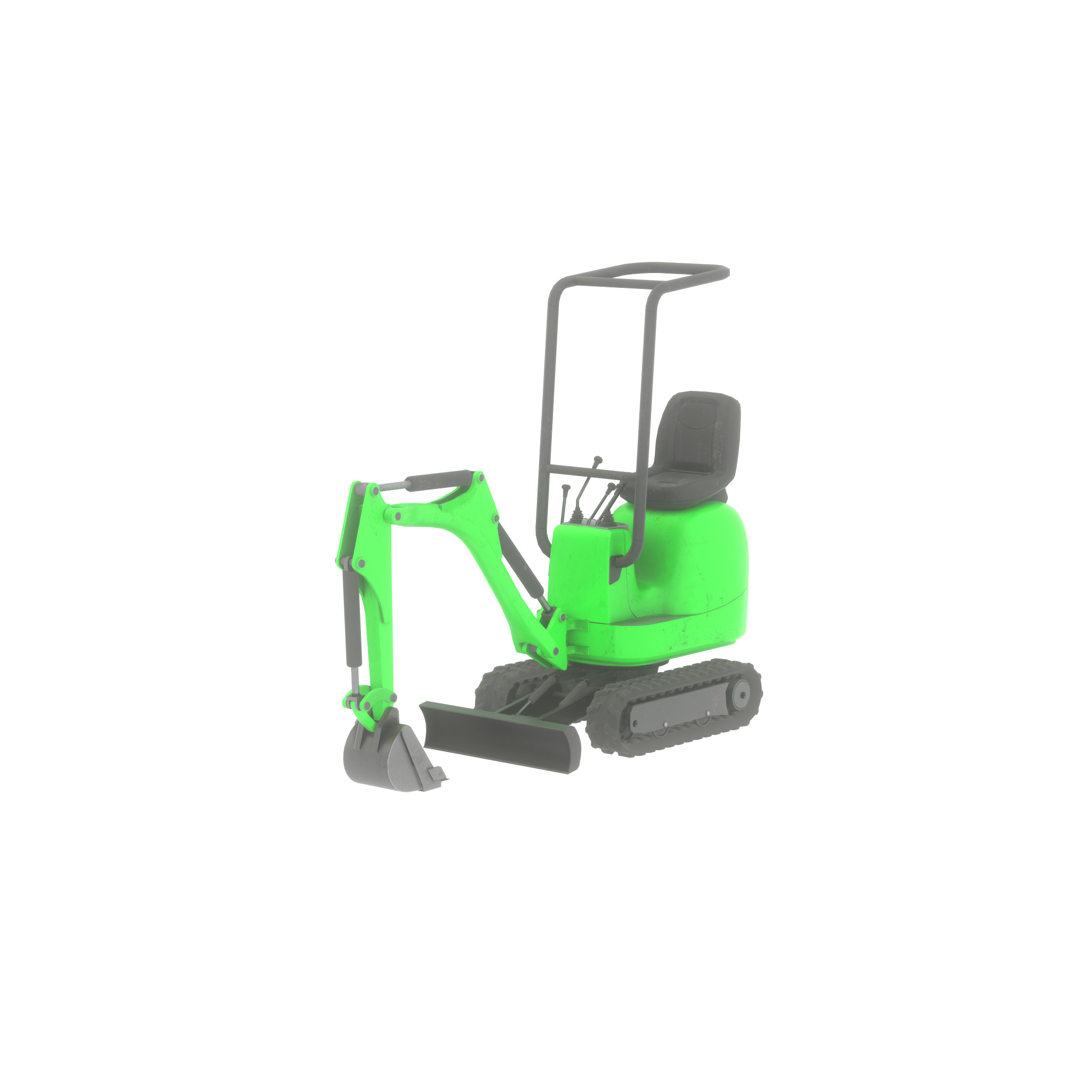 Mini-Digger Green Low-poly 3D model_16