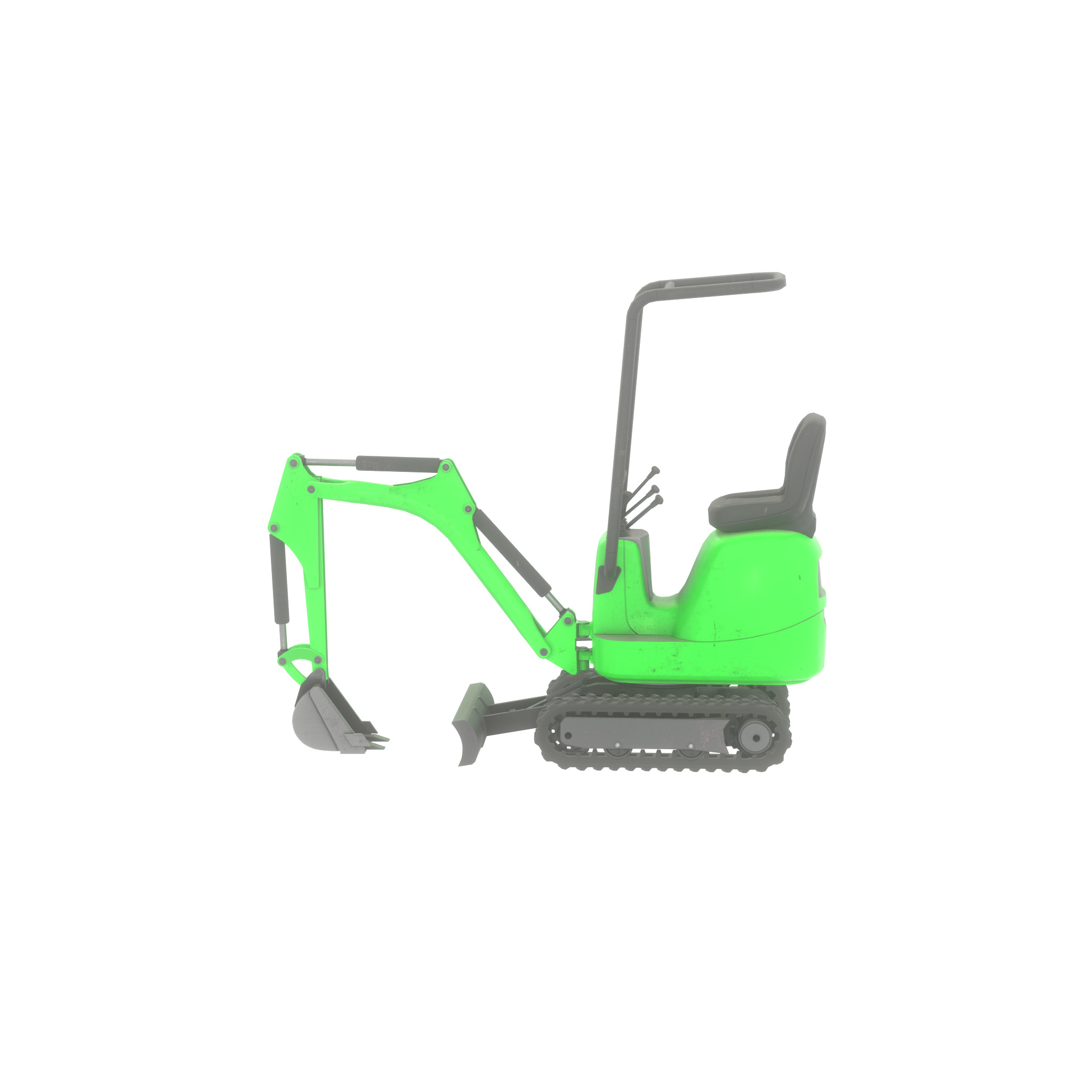Mini-Digger Green Low-poly 3D model_28