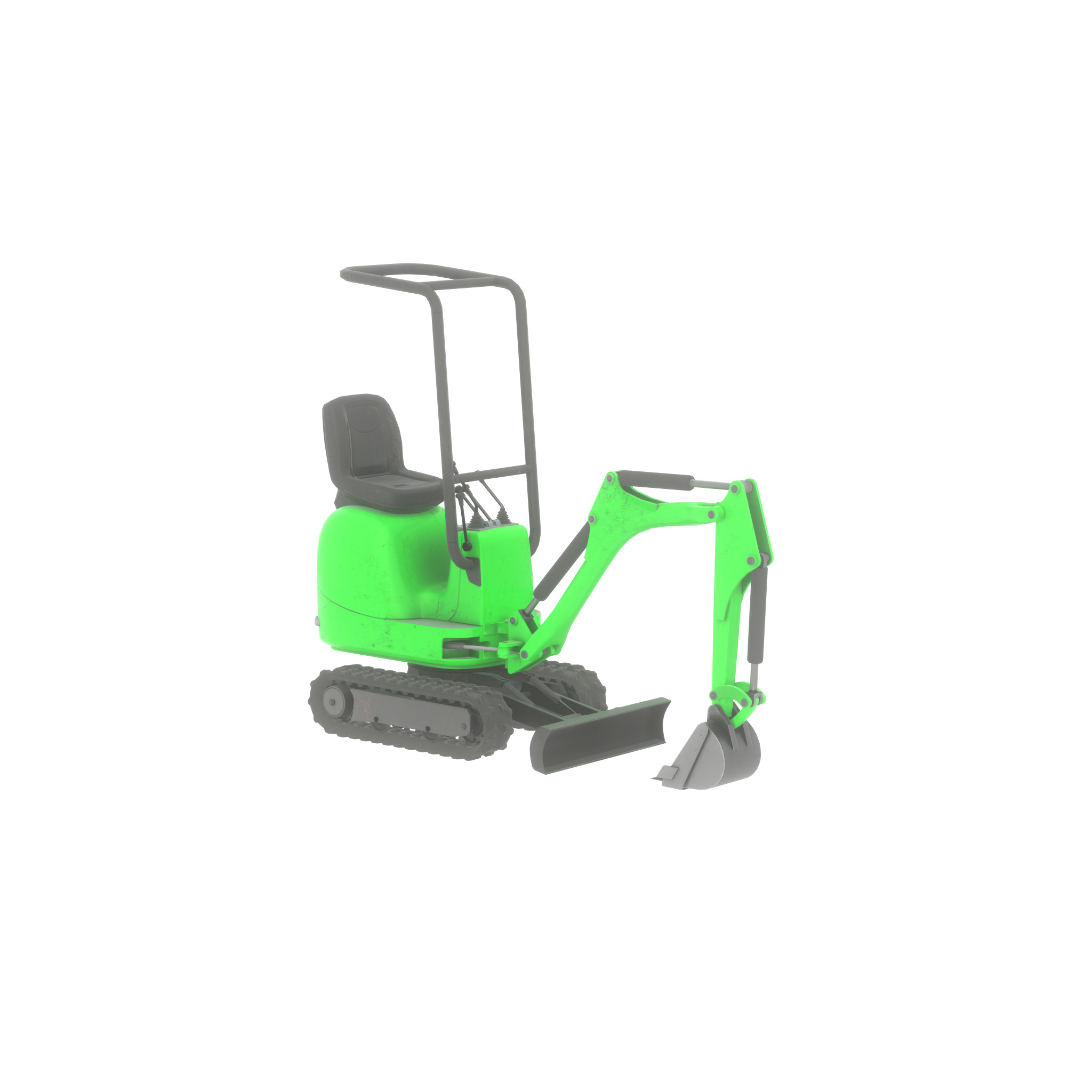 Mini-Digger Green Low-poly 3D model_55