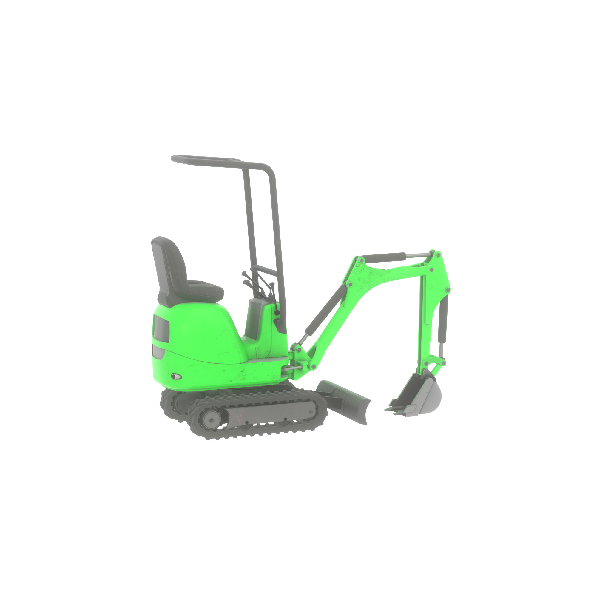 Mini-Digger Green Low-poly 3D model_47