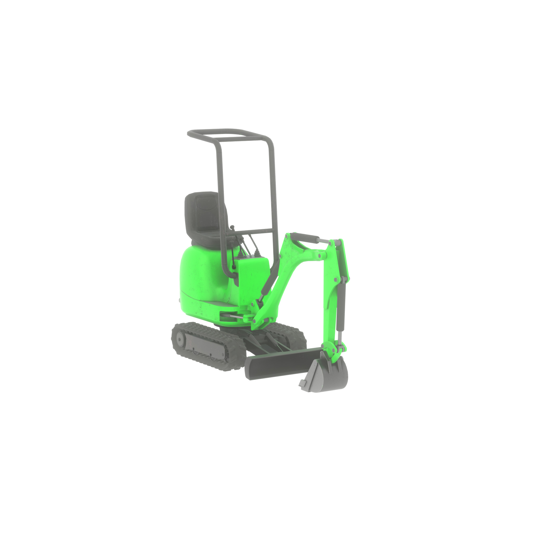 Mini-Digger Green Low-poly 3D model_32