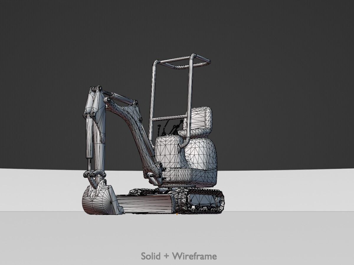 Mini-Digger Green Low-poly 3D model_11