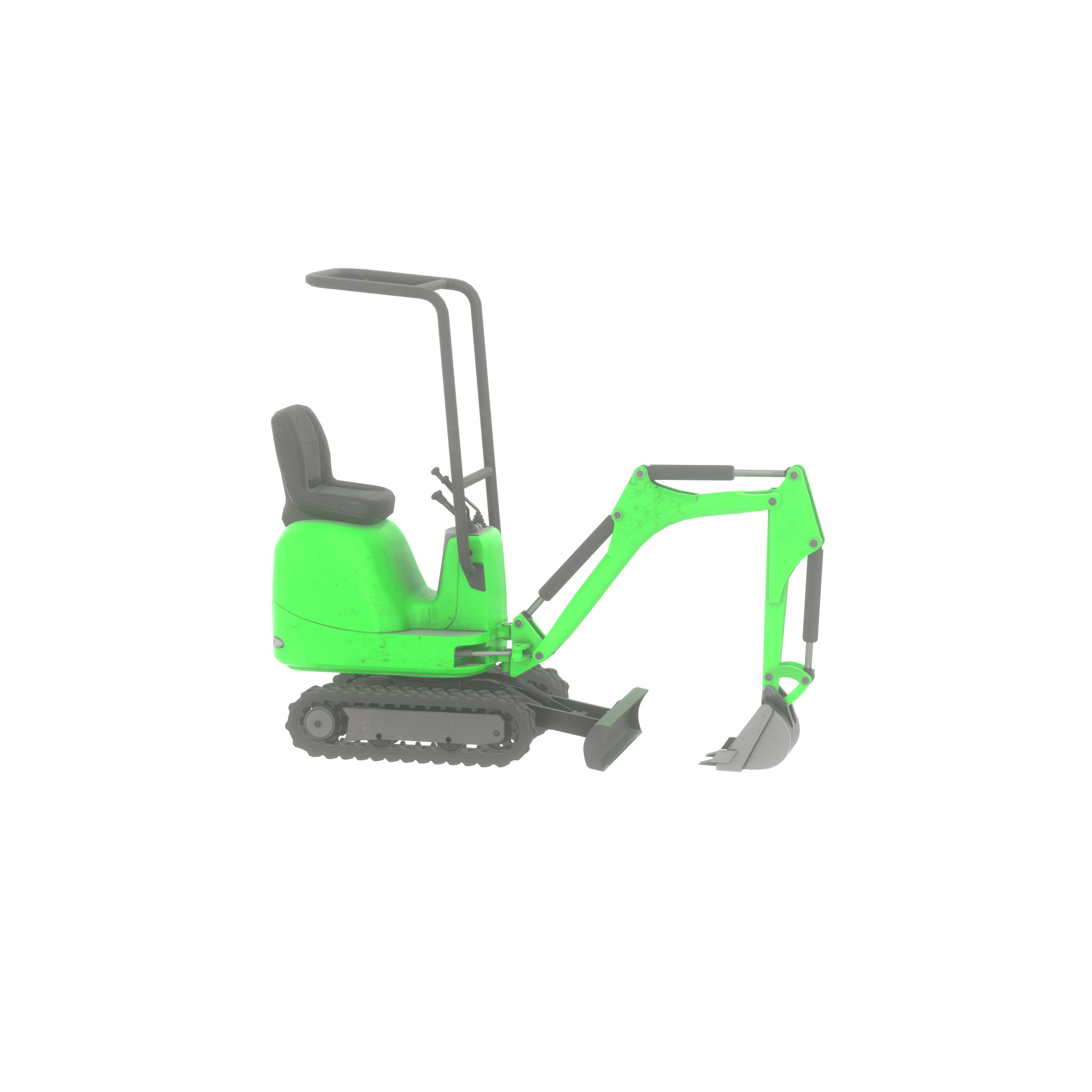 Mini-Digger Green Low-poly 3D model_51
