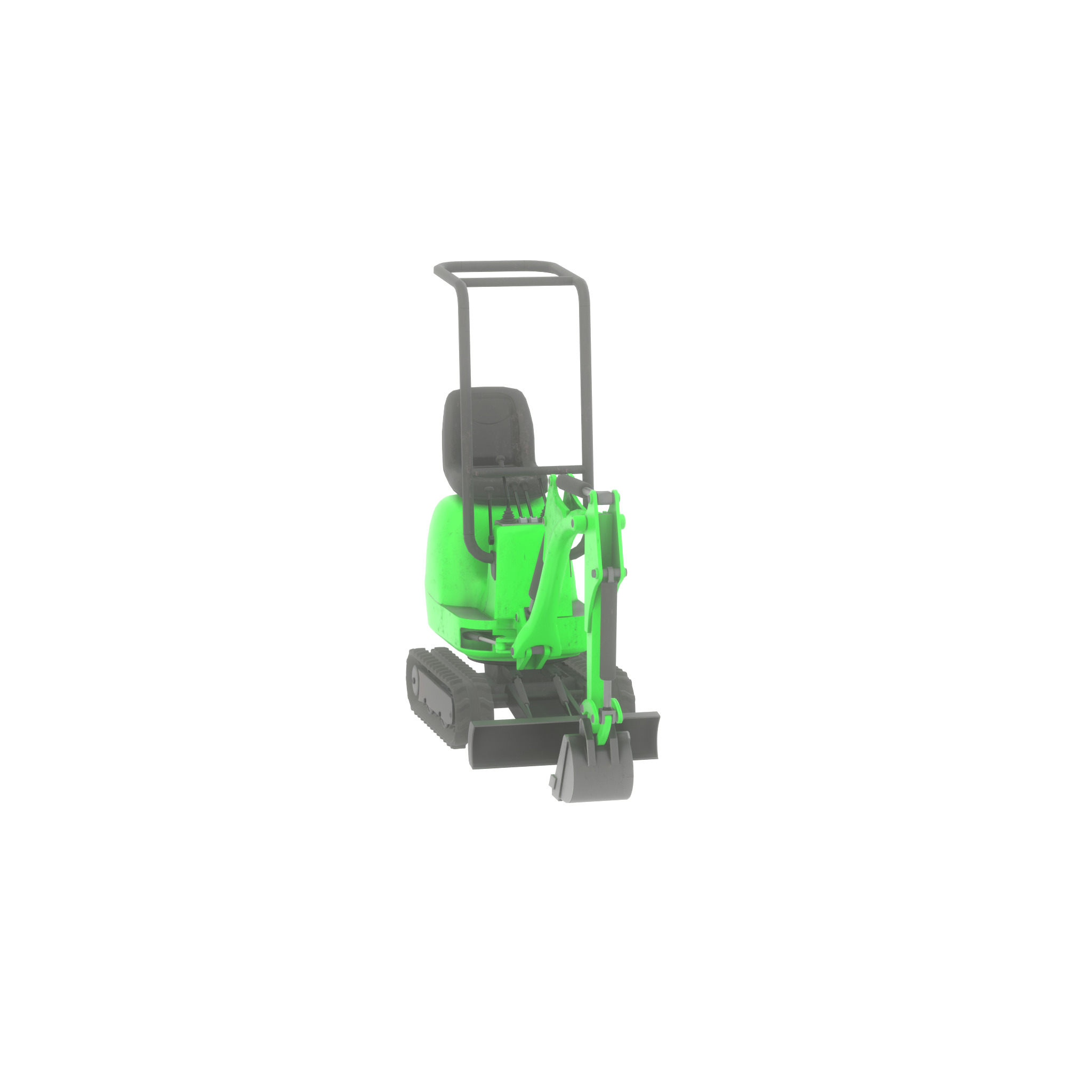 Mini-Digger Green Low-poly 3D model_54
