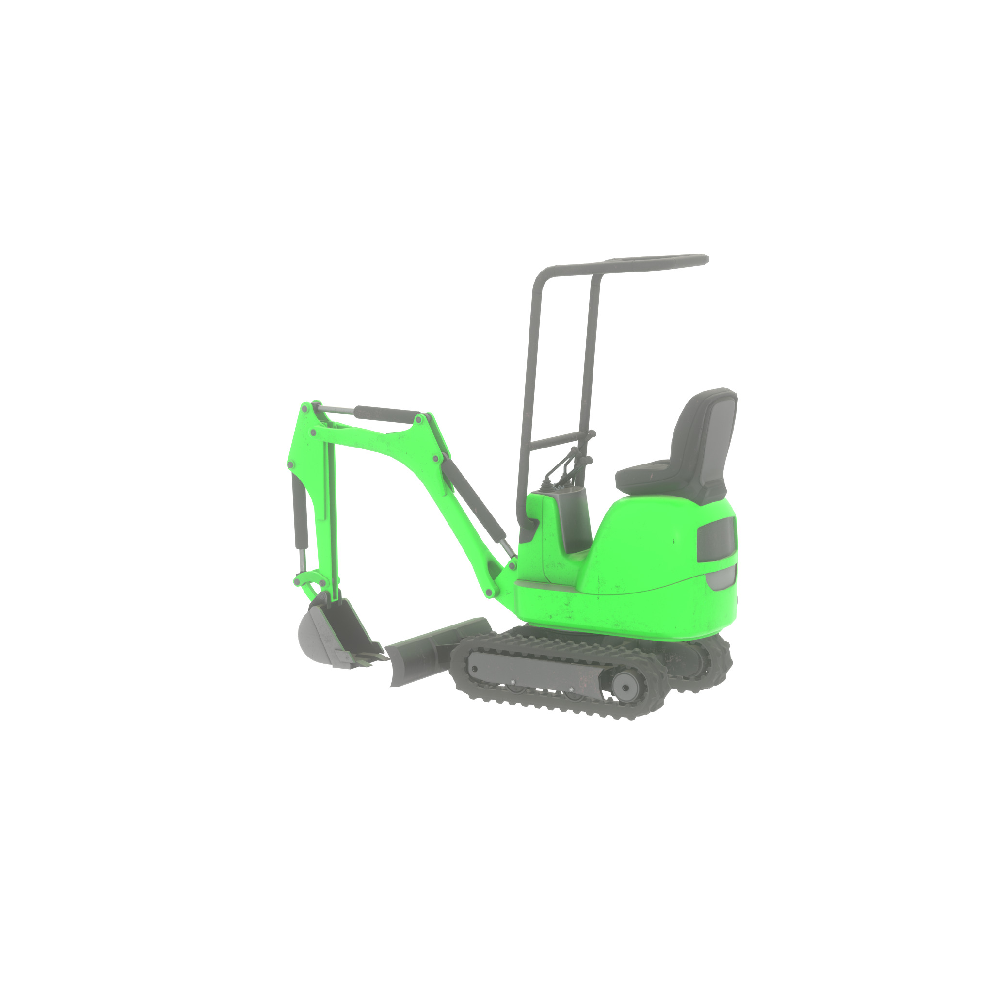 Mini-Digger Green Low-poly 3D model_31