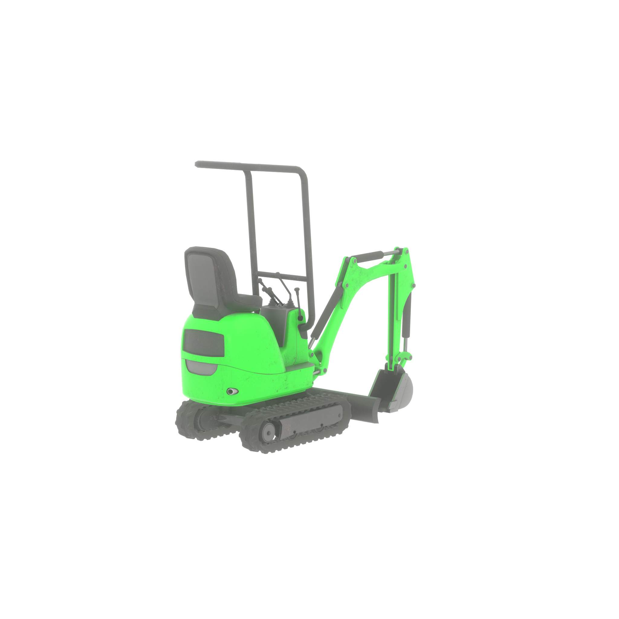 Mini-Digger Green Low-poly 3D model_44