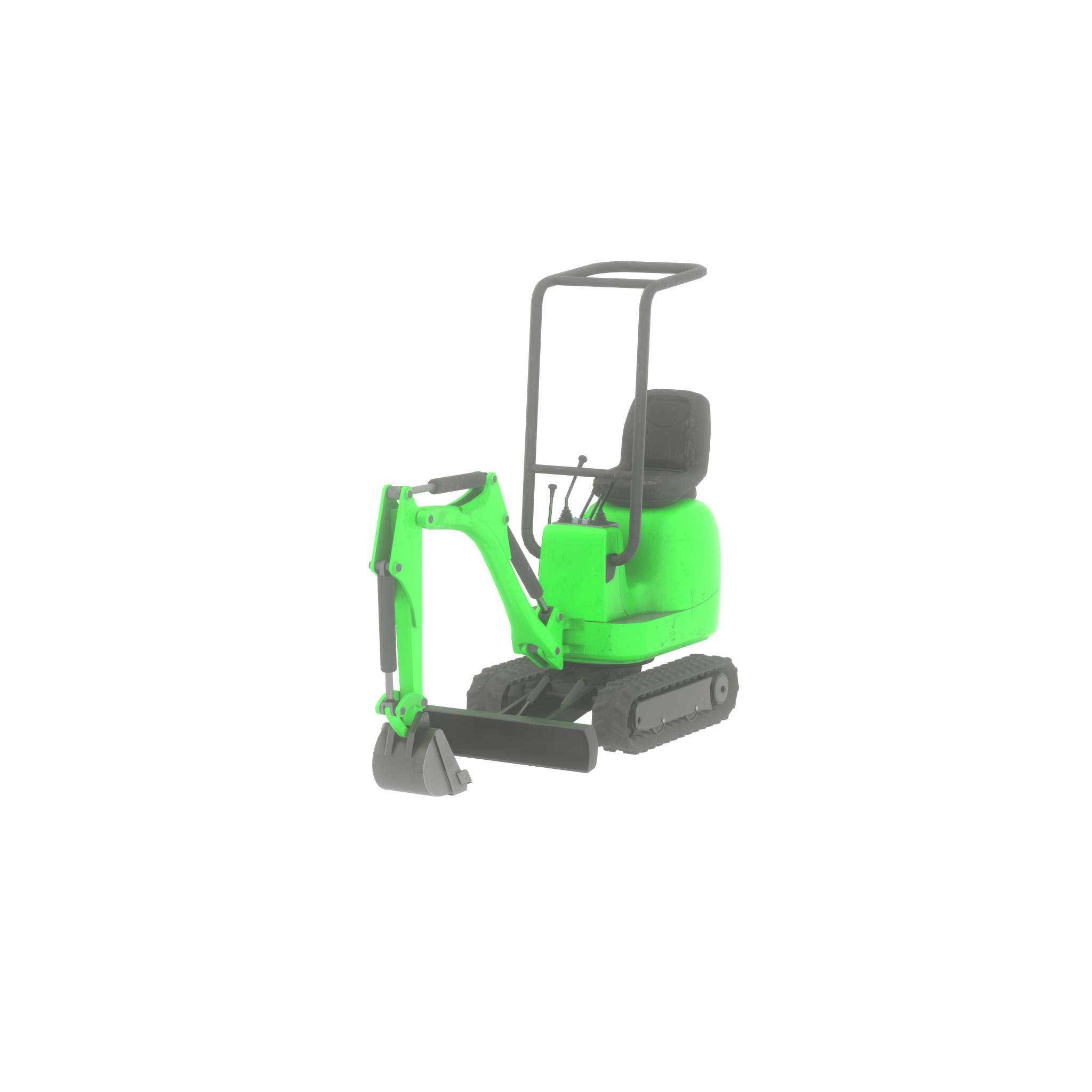 Mini-Digger Green Low-poly 3D model_60