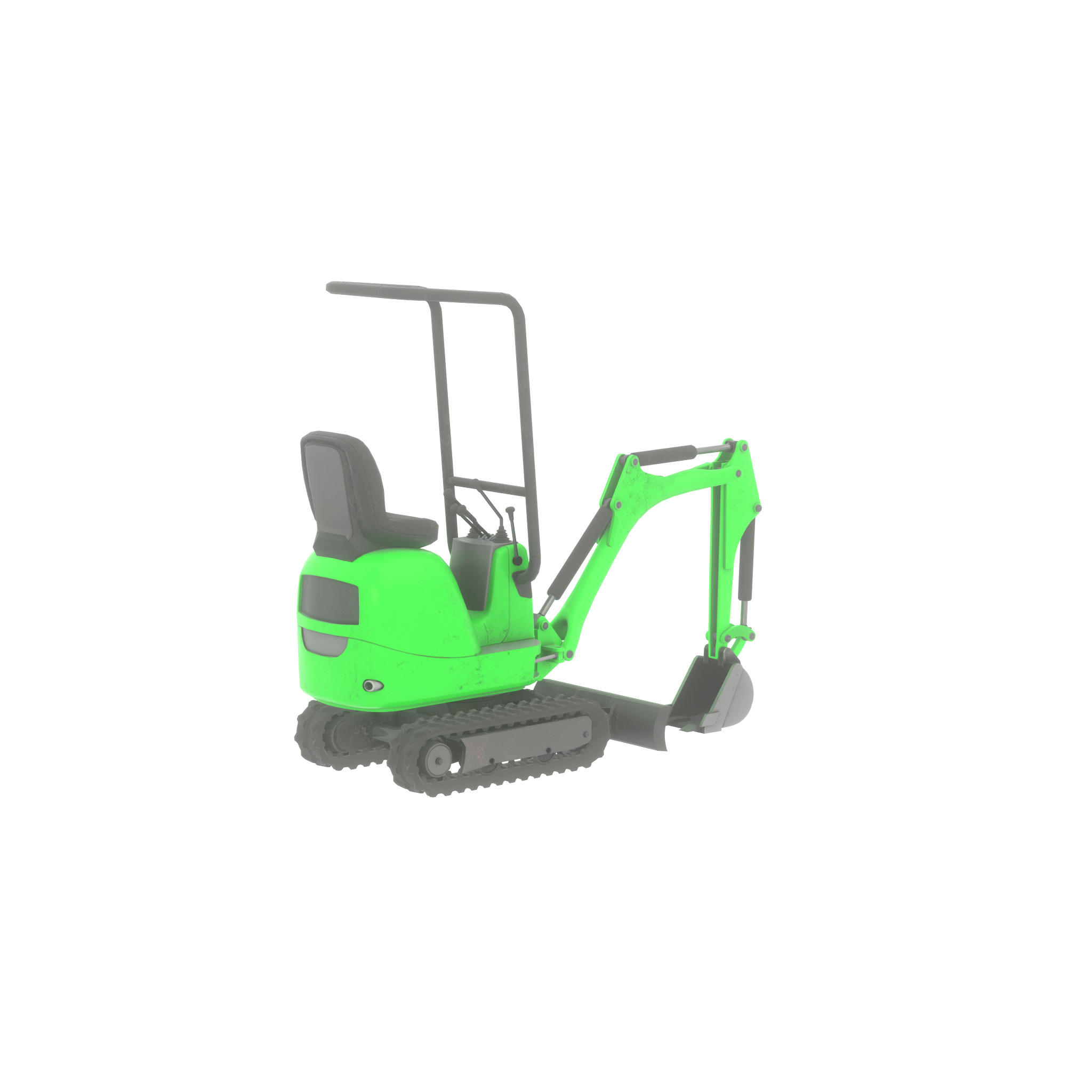 Mini-Digger Green Low-poly 3D model_45