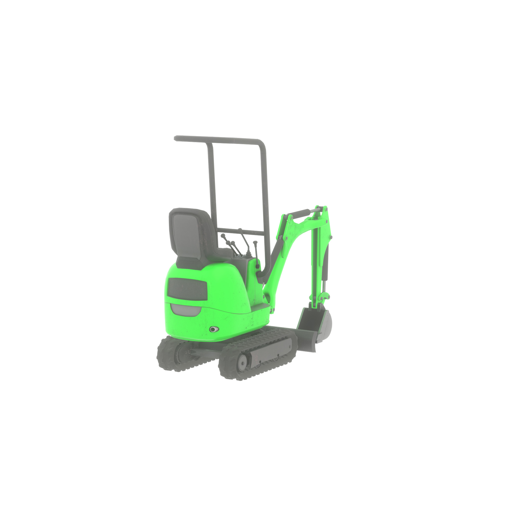 Mini-Digger Green Low-poly 3D model_42