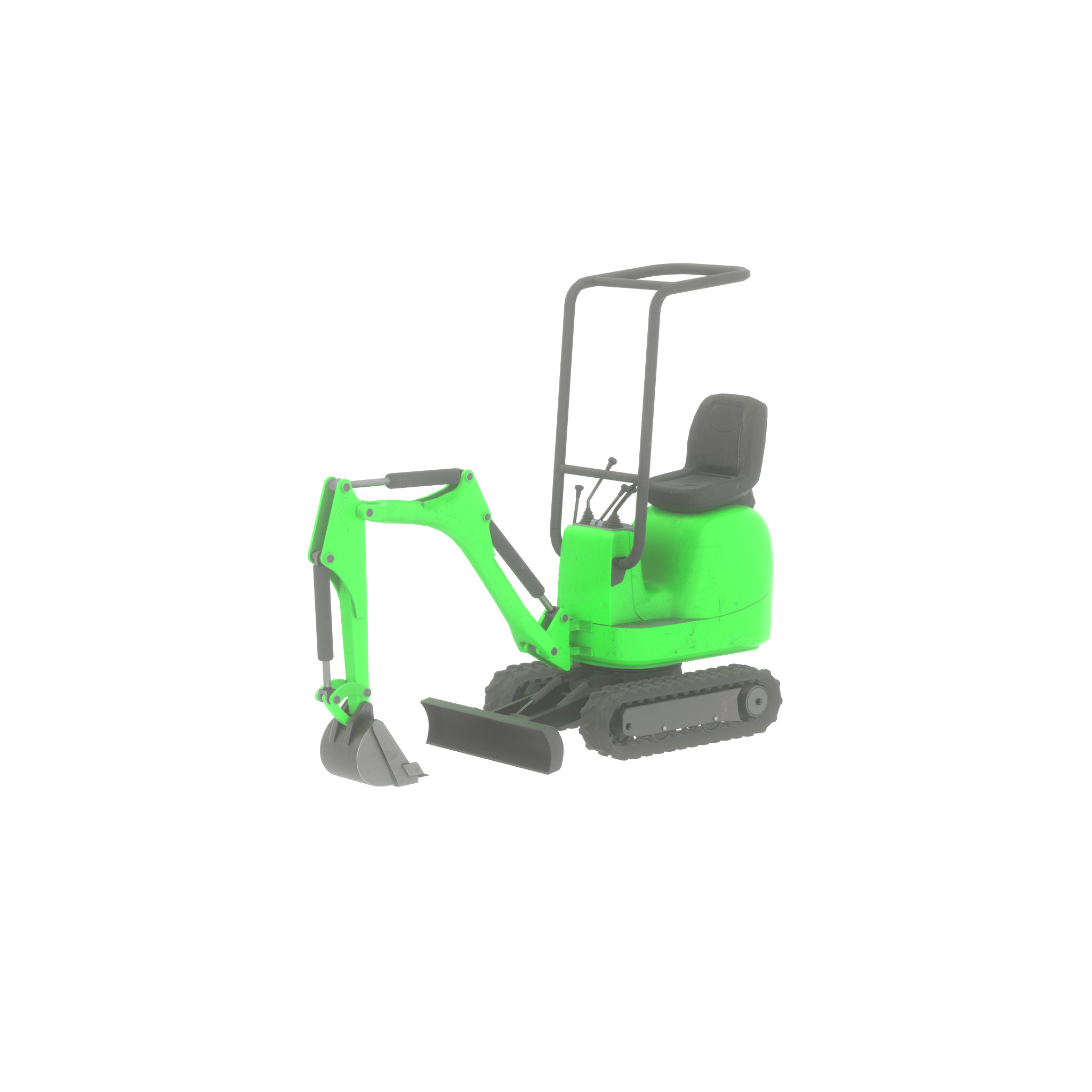 Mini-Digger Green Low-poly 3D model_23