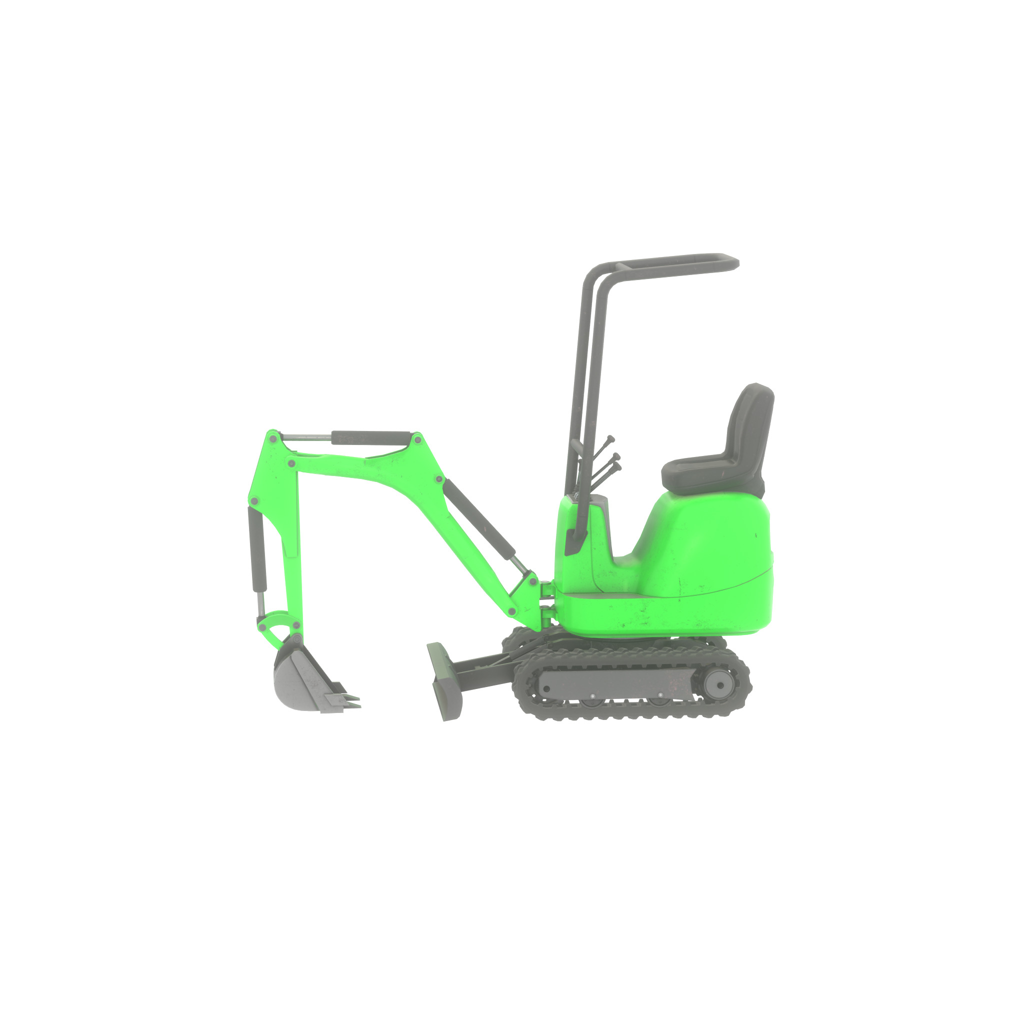 Mini-Digger Green Low-poly 3D model_27