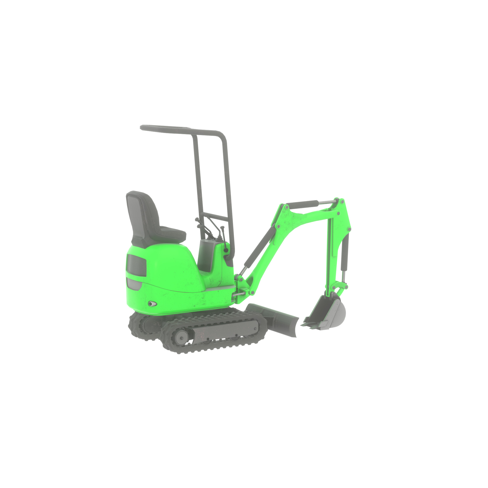 Mini-Digger Green Low-poly 3D model_46