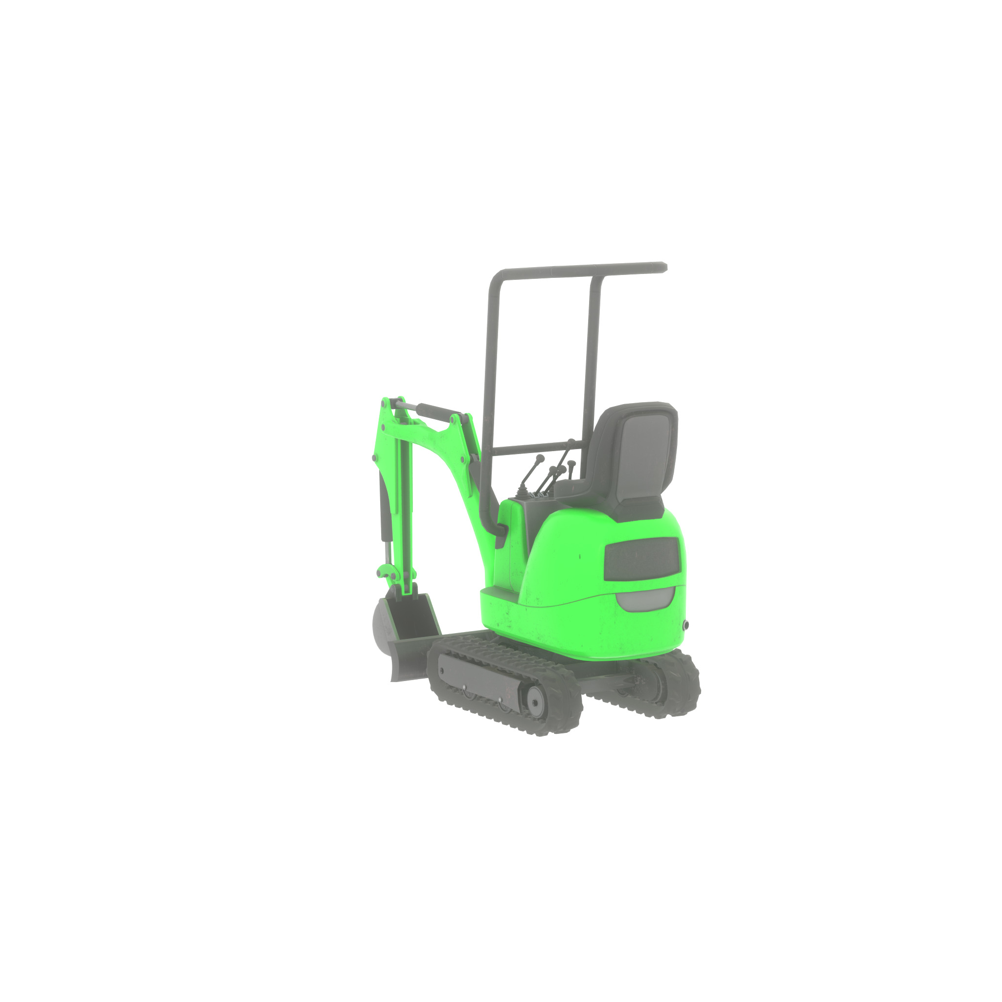 Mini-Digger Green Low-poly 3D model_35