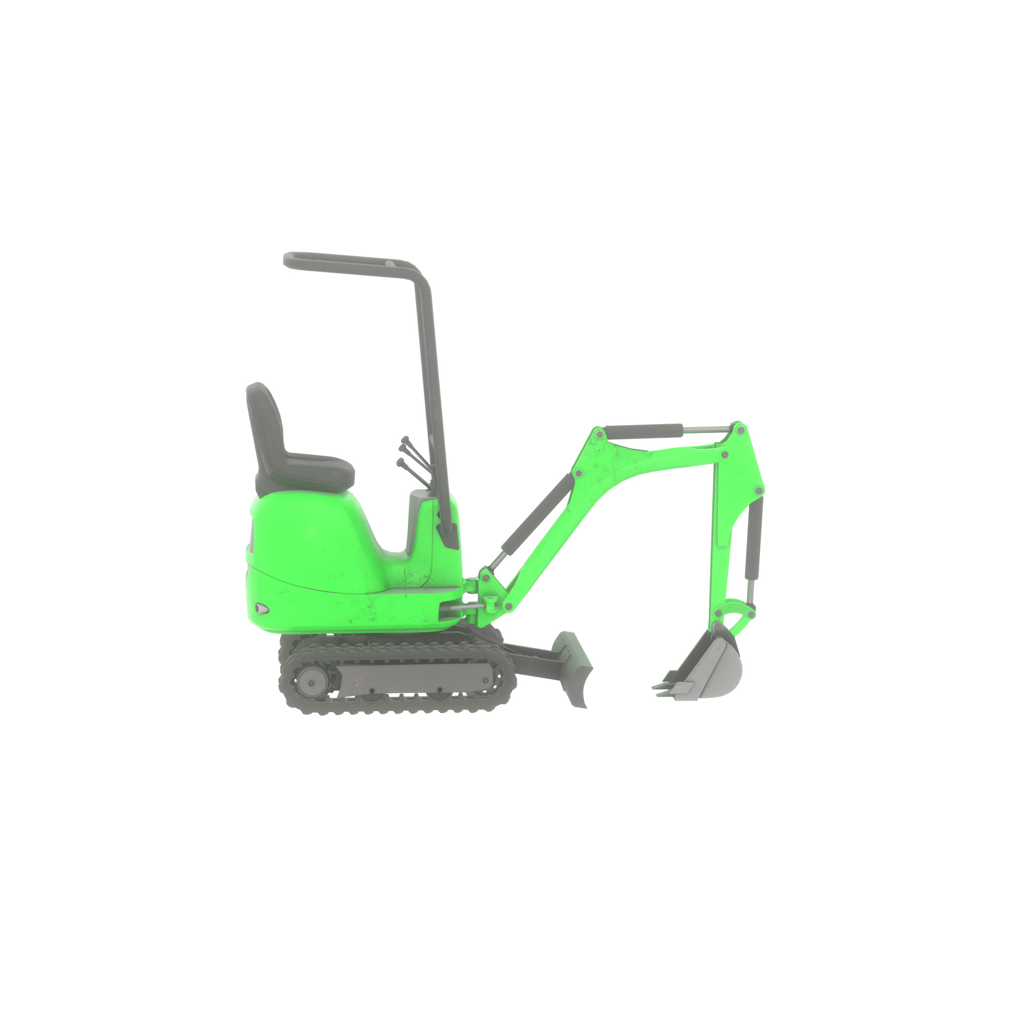 Mini-Digger Green Low-poly 3D model_49