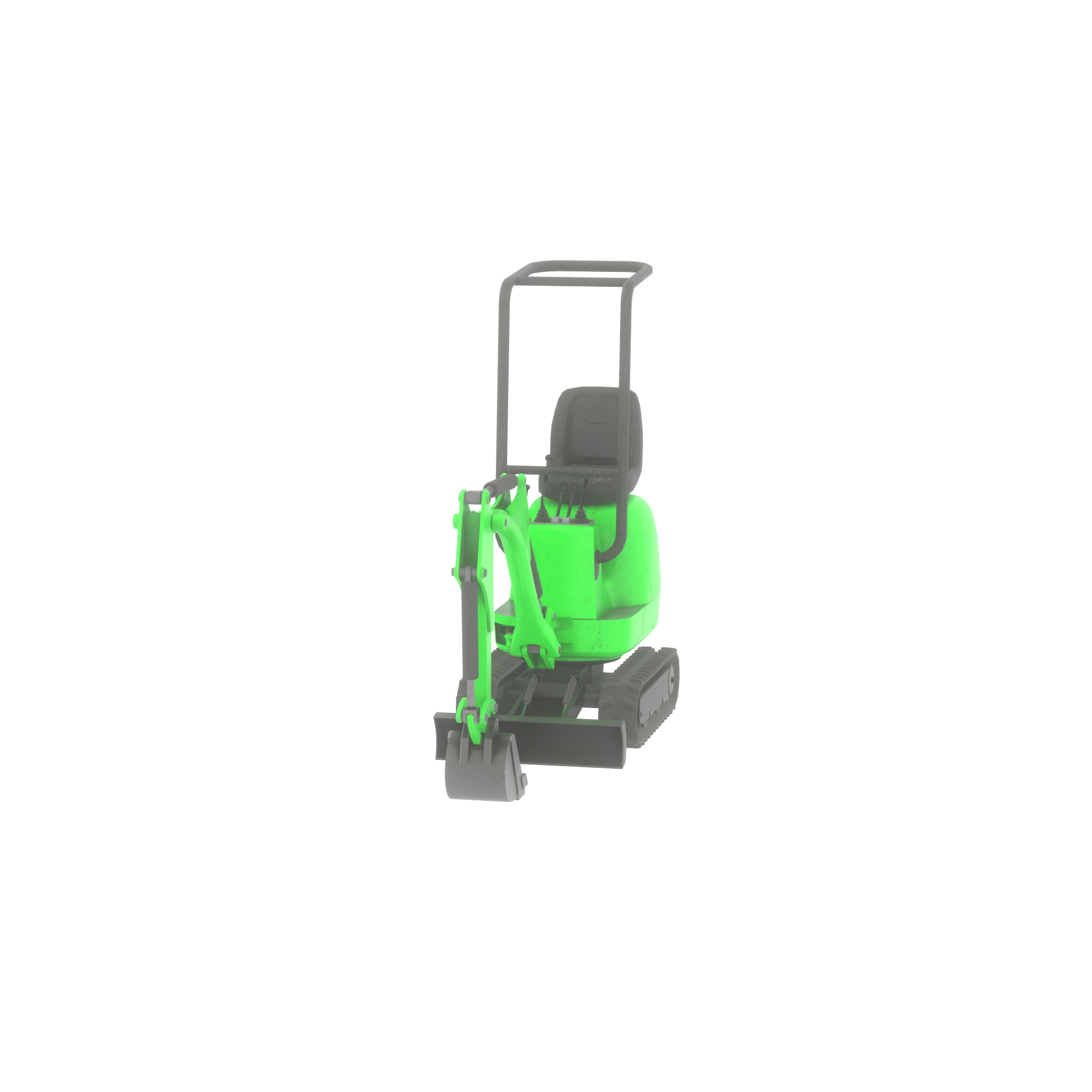Mini-Digger Green Low-poly 3D model_58