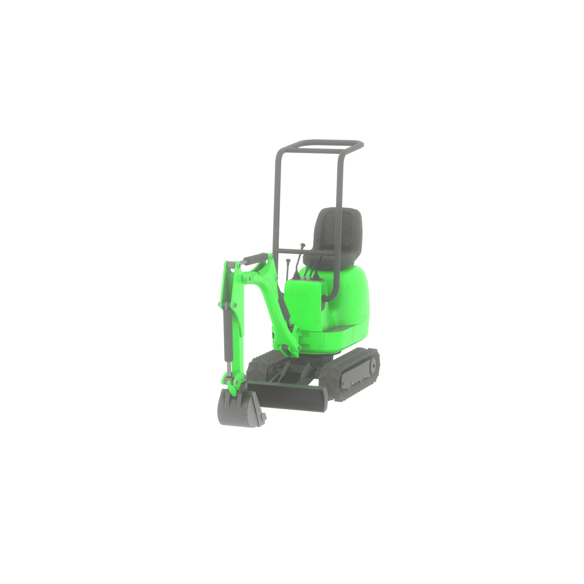 Mini-Digger Green Low-poly 3D model_59