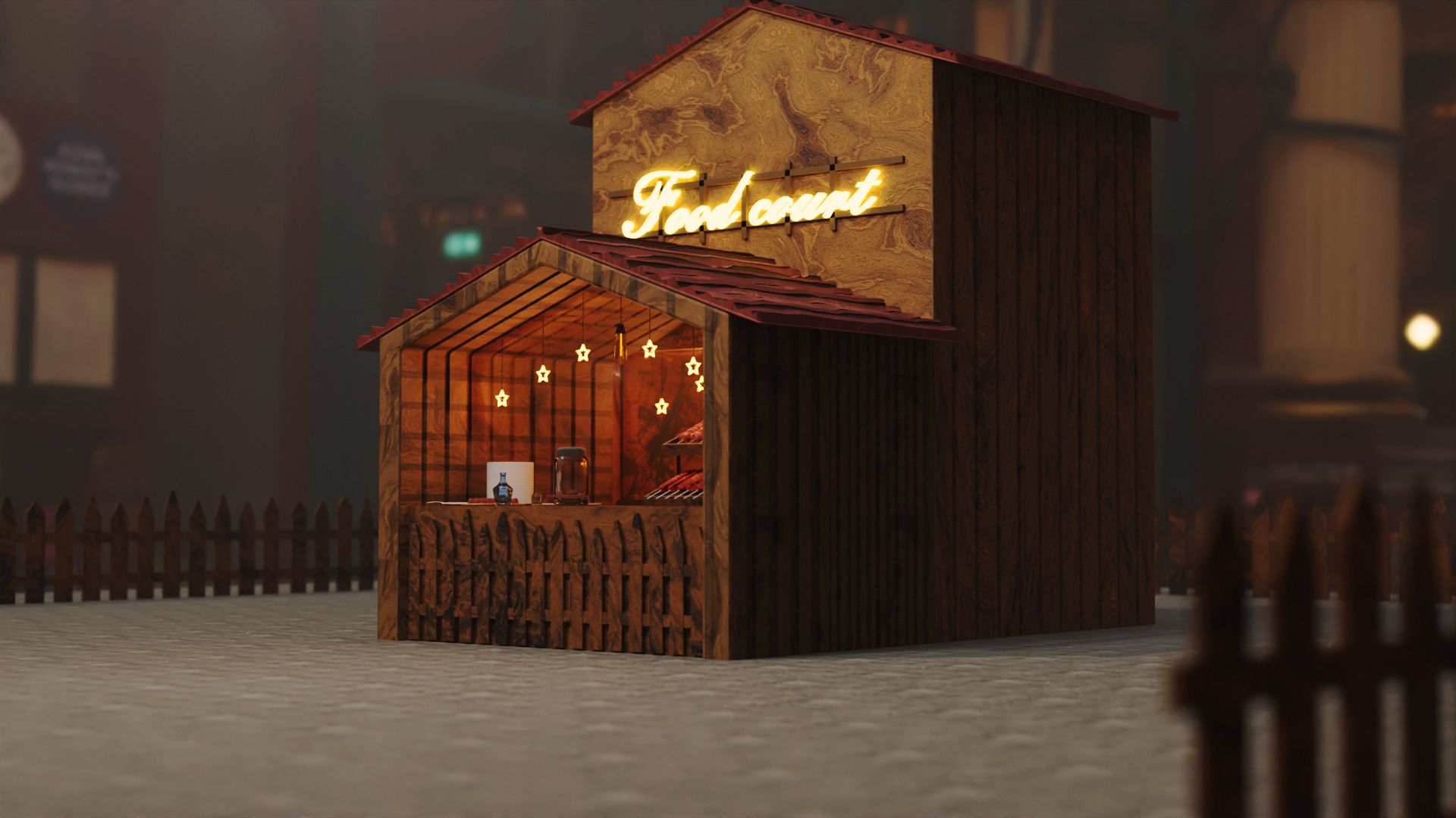 Food court 3D model_3
