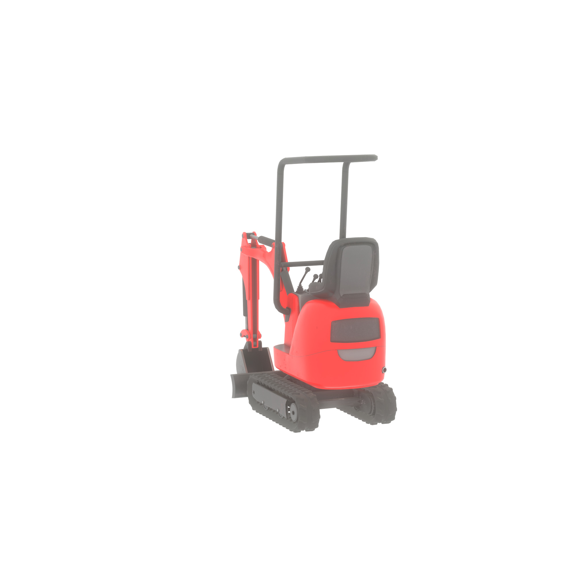 Mini-Digger Red Low-poly 3D model_31