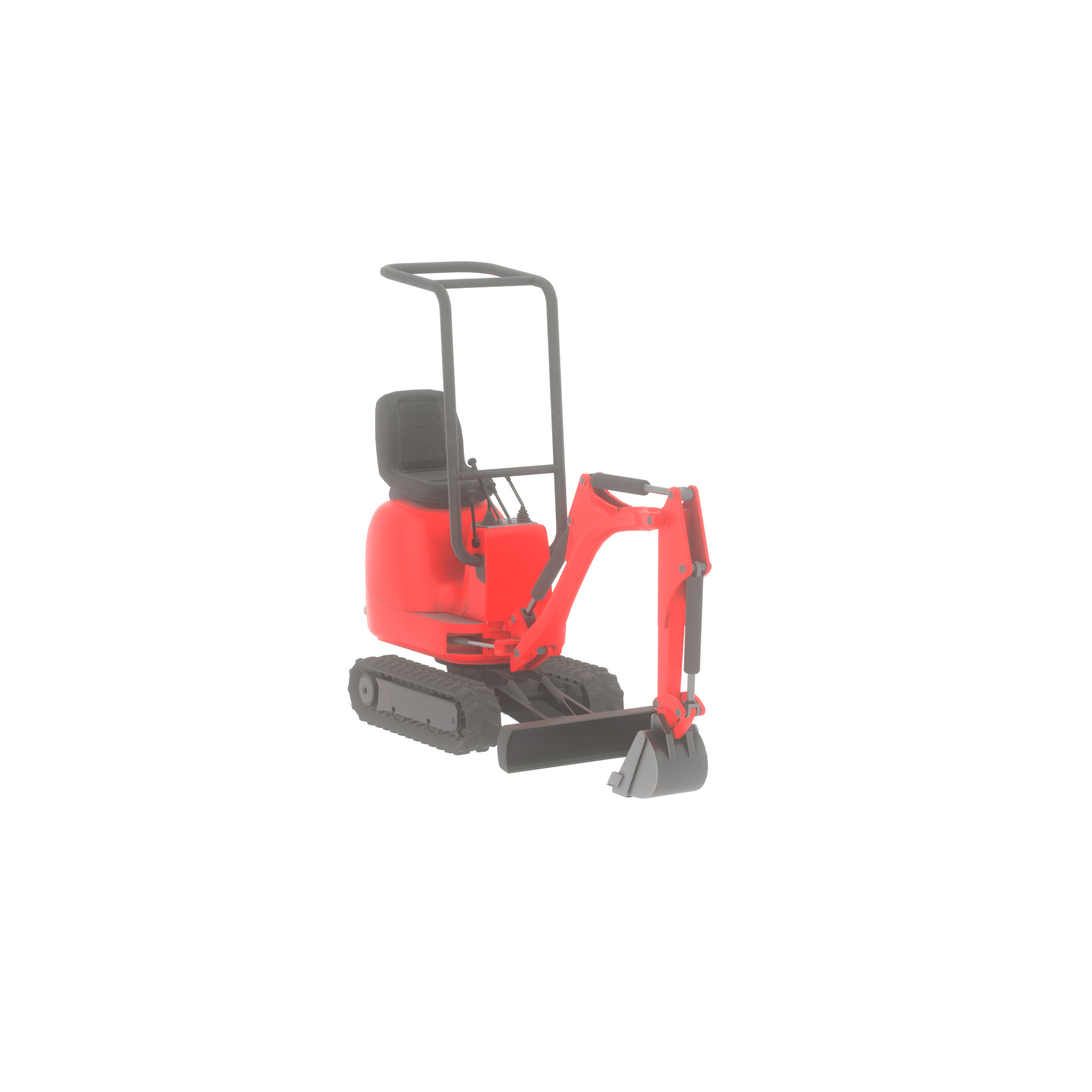 Mini-Digger Red Low-poly 3D model_33