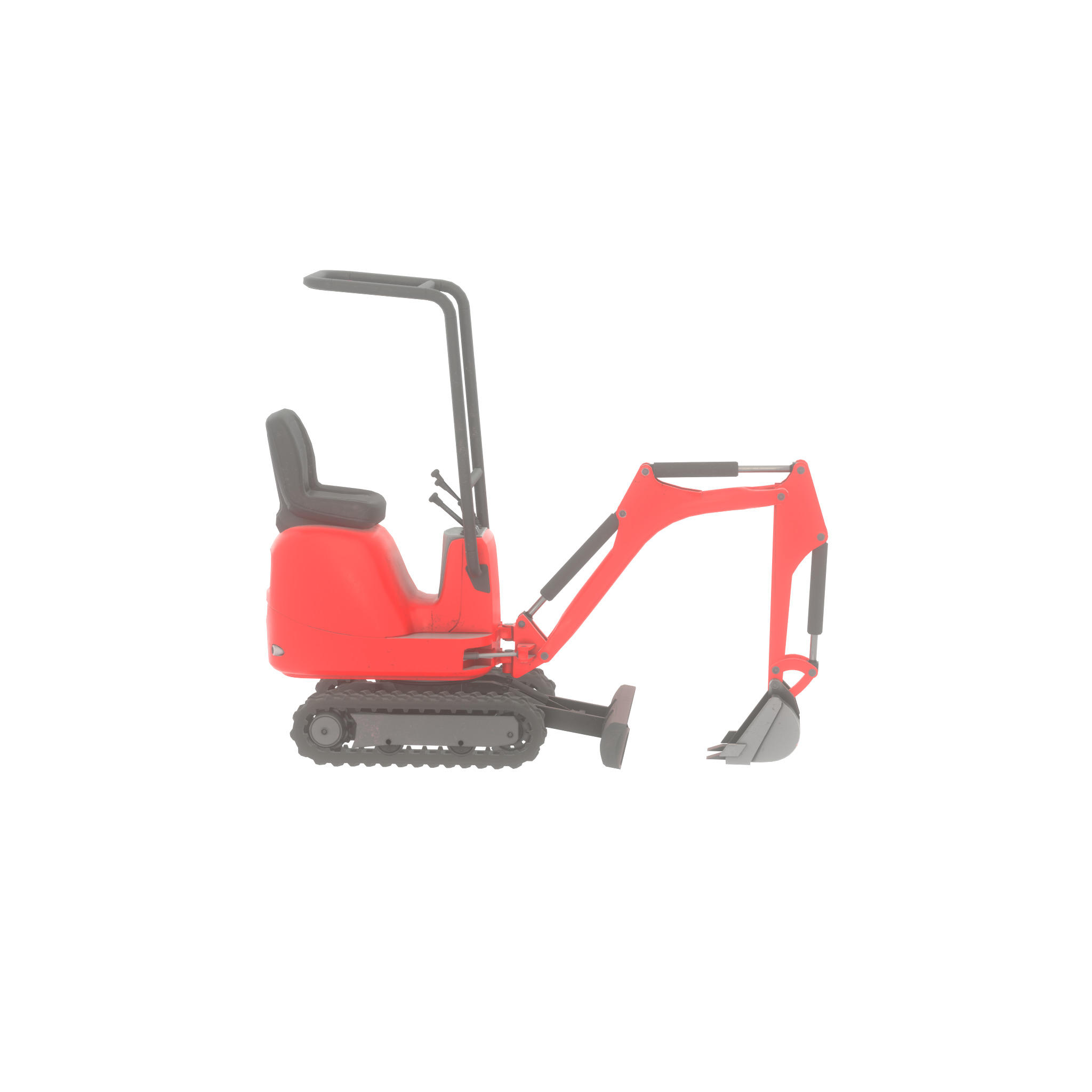 Mini-Digger Red Low-poly 3D model_47