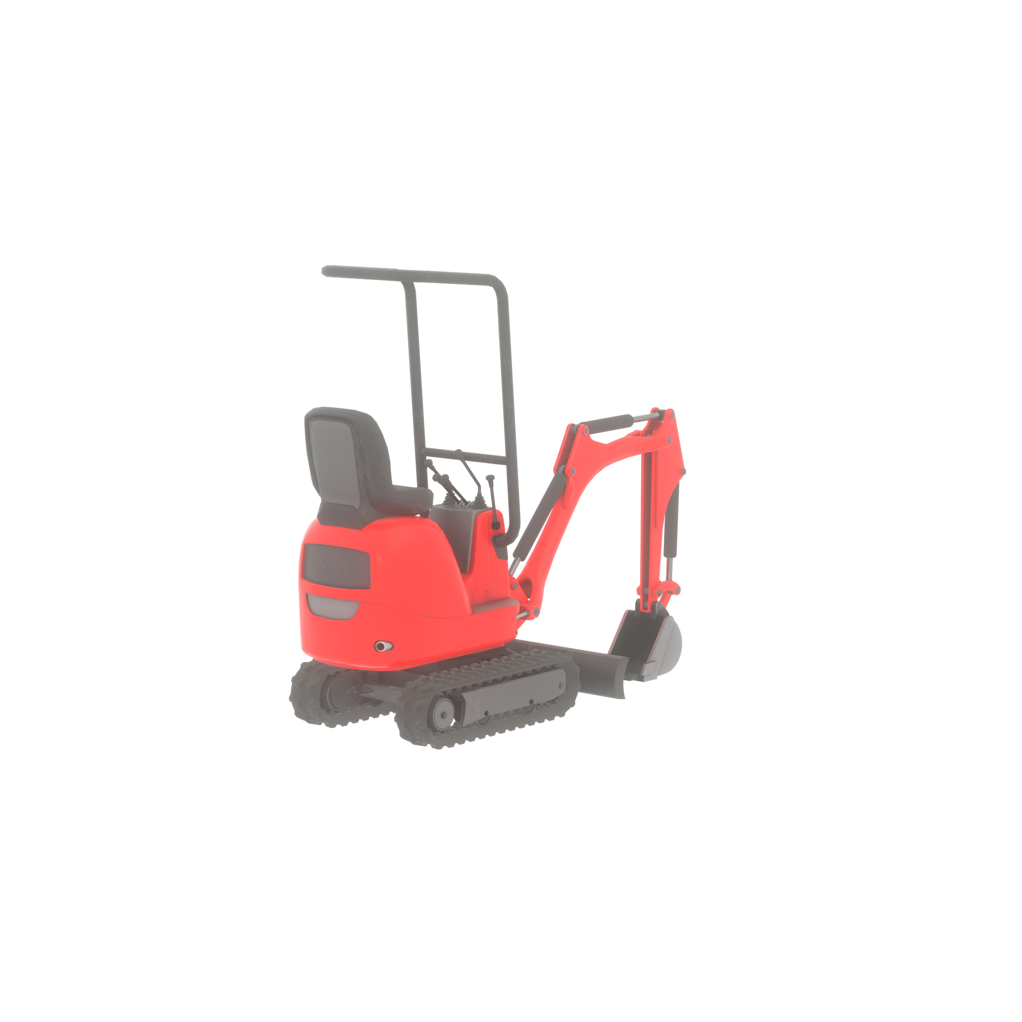 Mini-Digger Red Low-poly 3D model_45