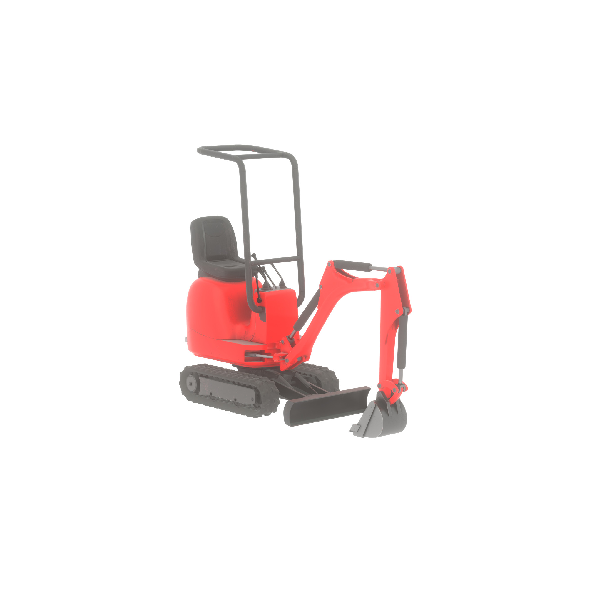 Mini-Digger Red Low-poly 3D model_23