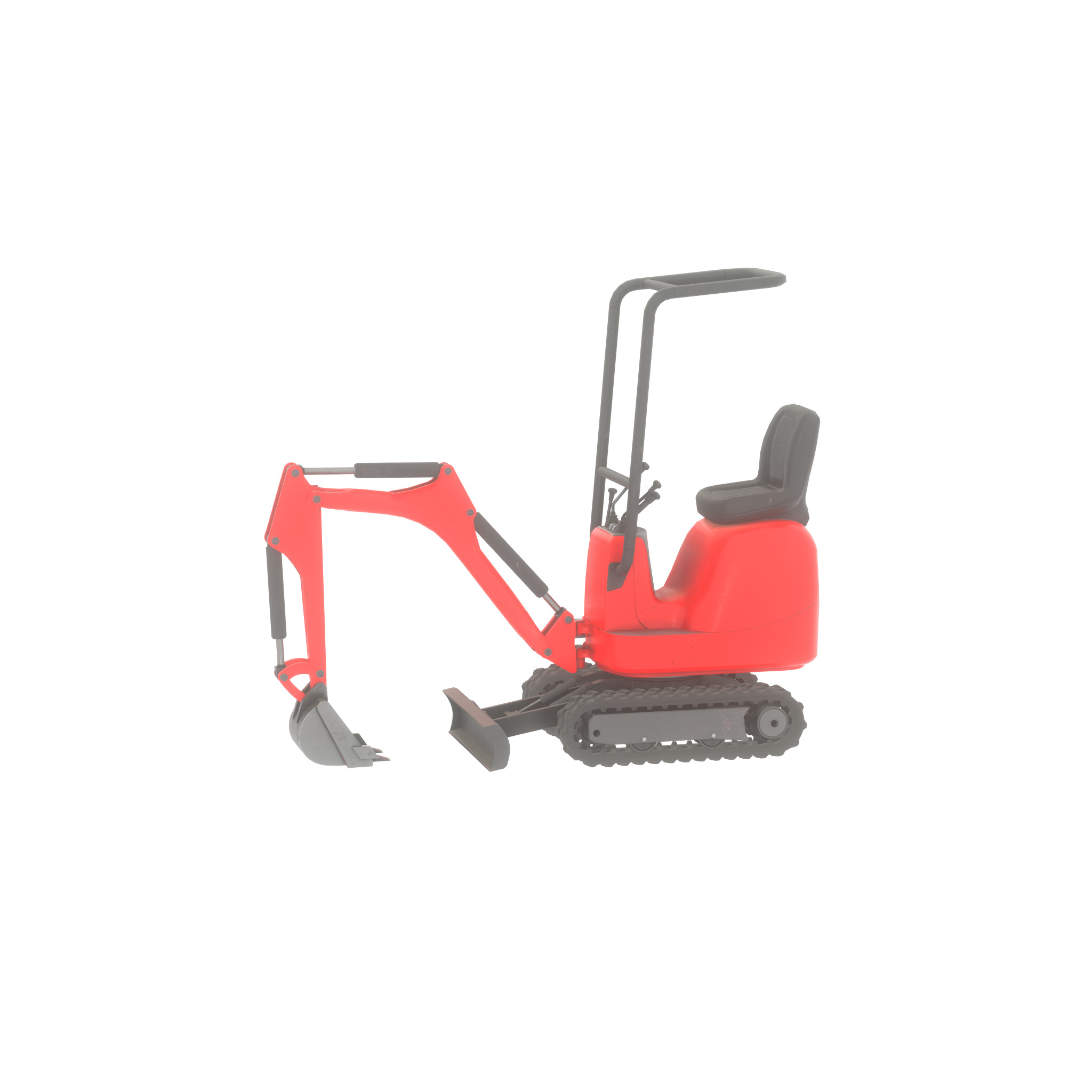 Mini-Digger Red Low-poly 3D model_37