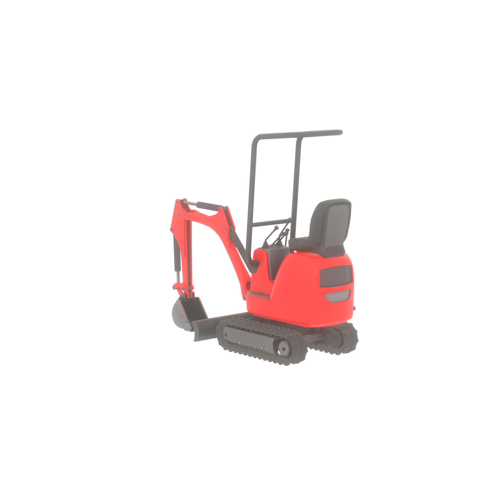 Mini-Digger Red Low-poly 3D model_42