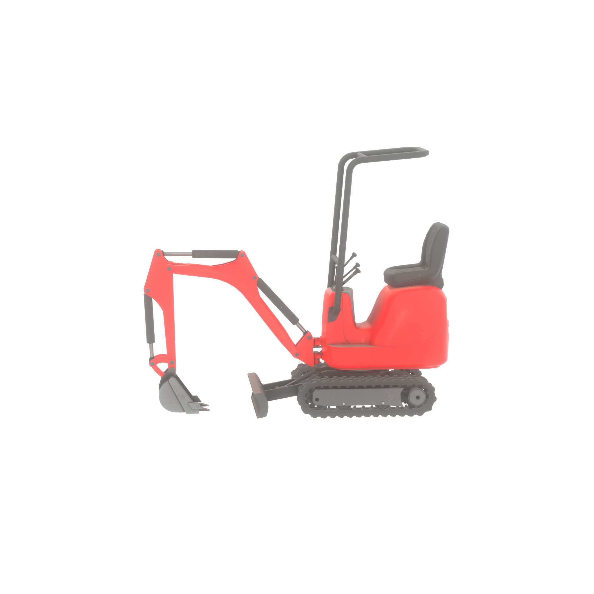 Mini-Digger Red Low-poly 3D model_40